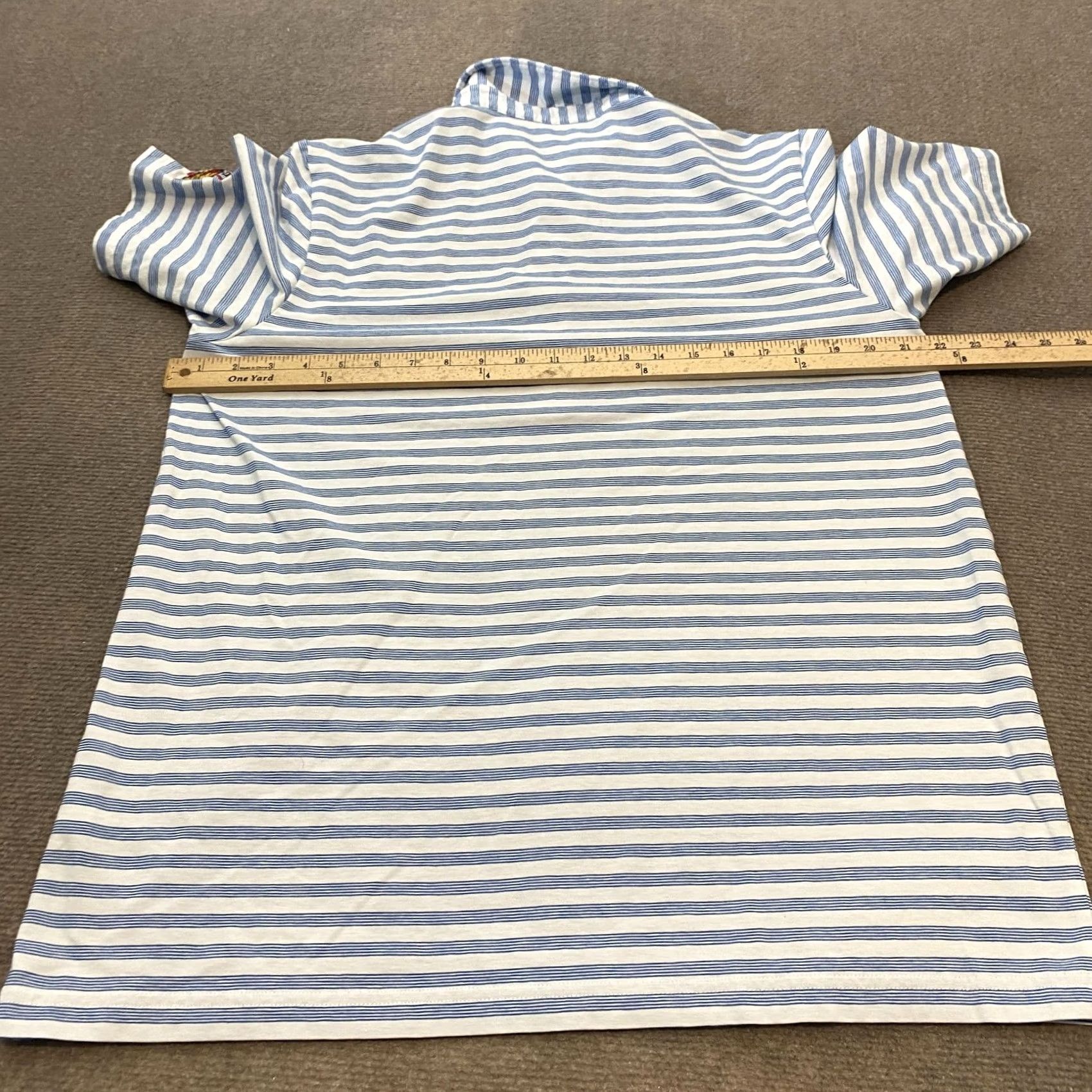 Vintage Criquet Polo Shirt Mens Large Blue Stripe Crusaders Crest Pima Cotton Golf Size US L / EU 52-54 / 3 - 7 Thumbnail