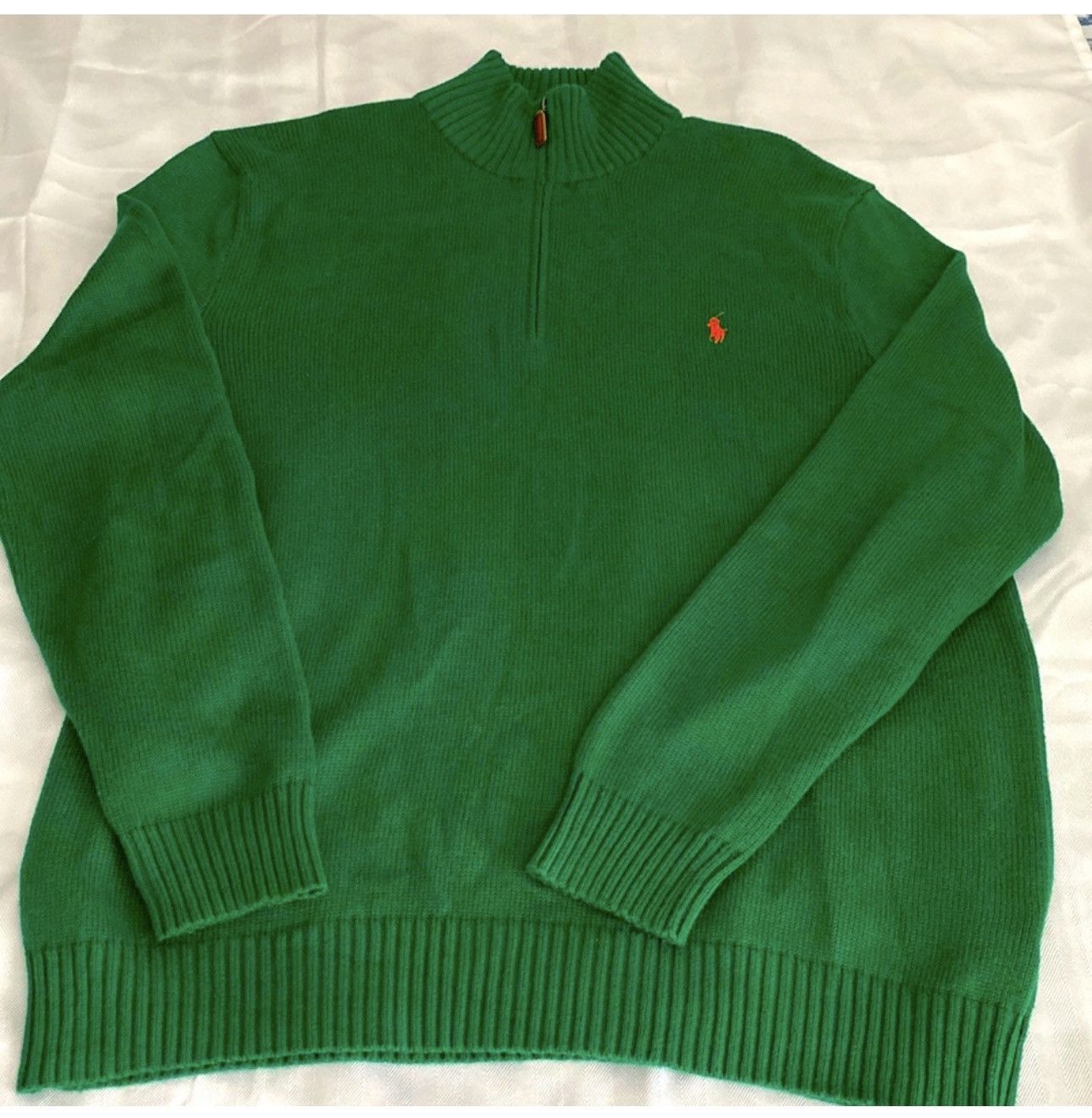 Polo Ralph Lauren green Polo Ralph Lauren cotton sweater with an orange logo Size US XL / EU 56 / 4 - 1 Thumbnail