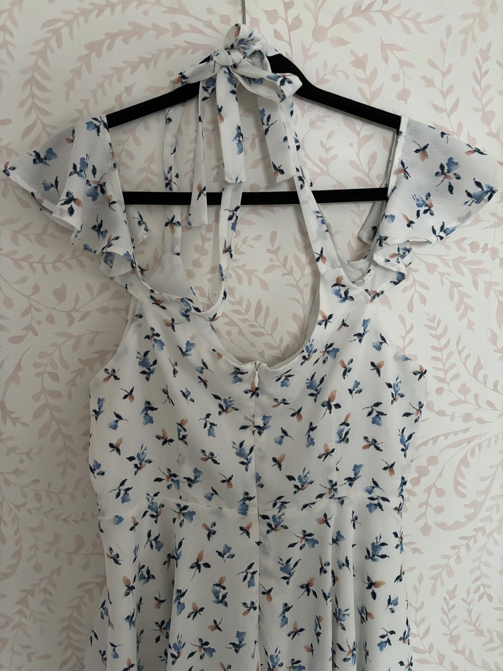 Designer NWOT Altar'd State Lia Floral Halter Dress Ruffed Sleeve LG Size L / US 10 / IT 46 - 7 Thumbnail