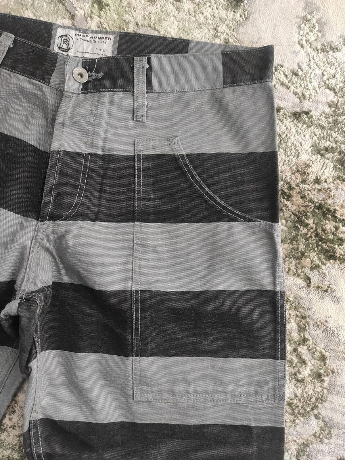 Japanese Brand 💥Biker Style💥Road Runner Prisoner Stripe Sturdy Pant F469 Size US 33 - 7 Thumbnail