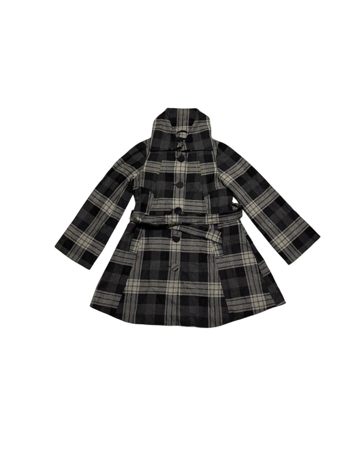 Zara Longline Belted Wool Blend Coat Black Gray