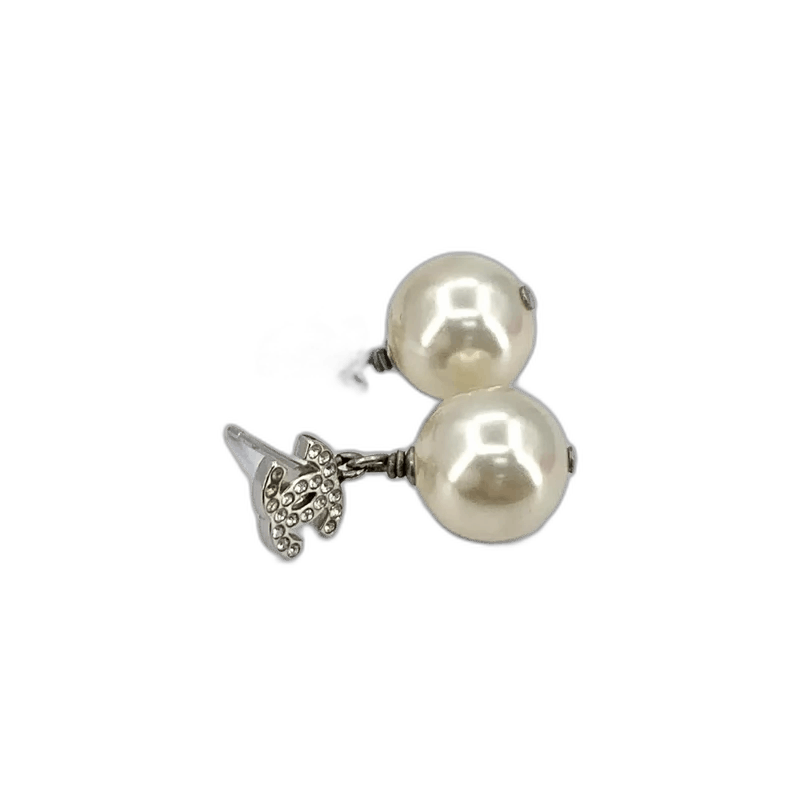 Chanel Chanel Pearl Pendant Earrings with Diamond Details Size ONE SIZE - 1 Thumbnail