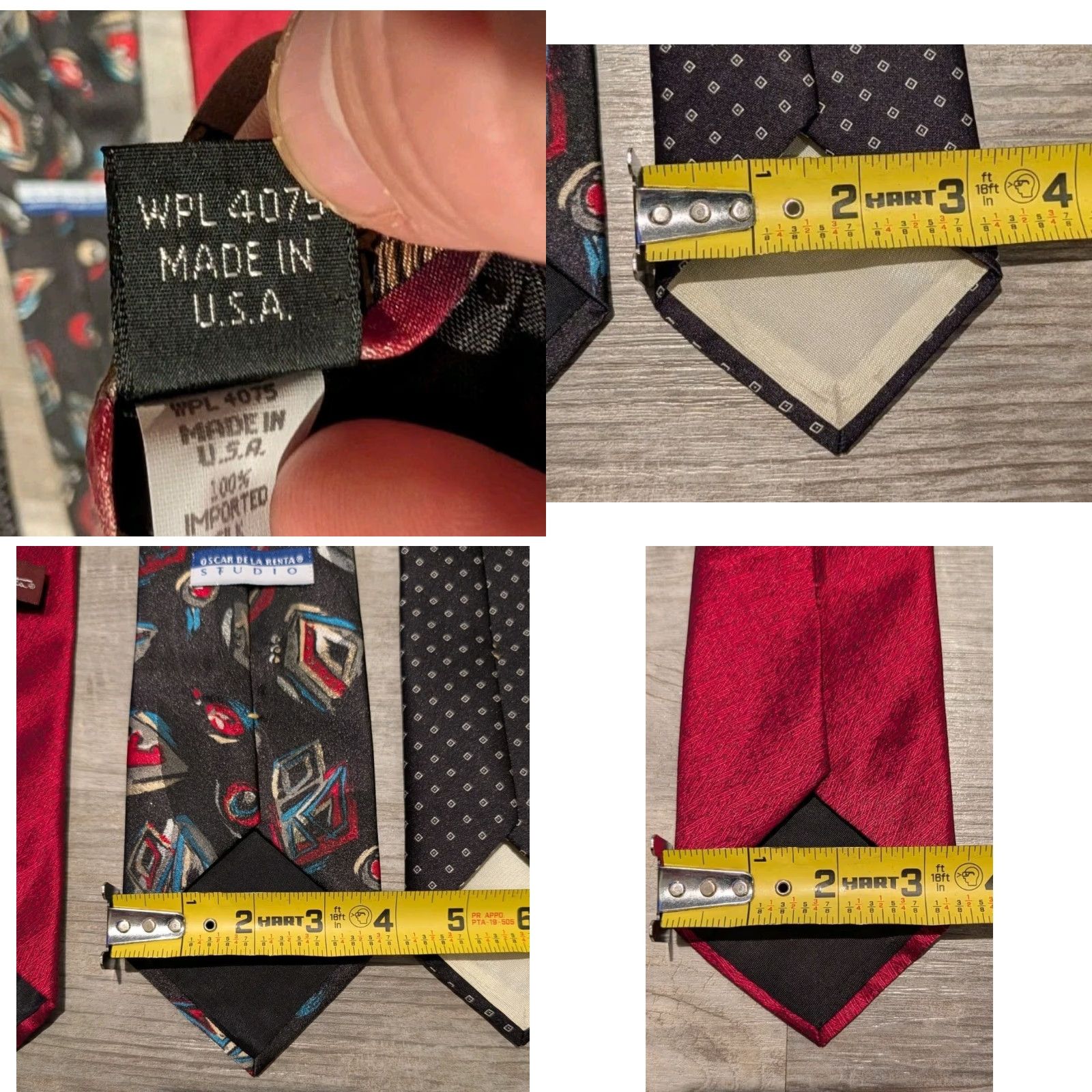 Oscar De La Renta VINTAGE Oscar de la Renta Tie Geometric Blue Multiple Silk Poly Striped Ties Lot of 7 Embroidered Clip-On Adjustable Men Classic 57"-60" Size ONE SIZE - 10 Thumbnail