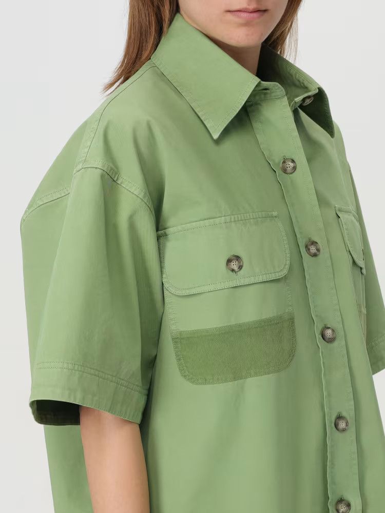 Stella McCartney o1s22i1n1024 Oversized Short-Sleeved Shirt in Green Size M / US 6-8 / IT 42-44 - 5 Thumbnail