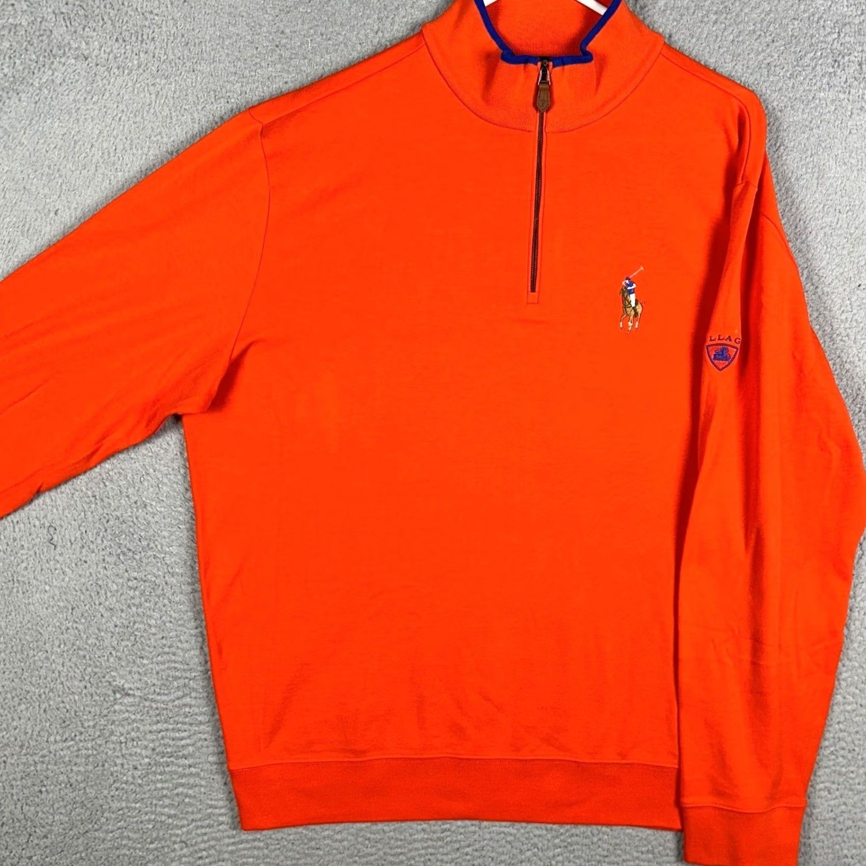 Polo Ralph Lauren Polo Golf Ralph Lauren Sweatshirt Mens XL Orange Mock Neck Zip Pullover Embroidered Logo Bellagio Crest Big Pony Quarter Zip Size US XL / EU 56 / 4 - 2 Thumbnail