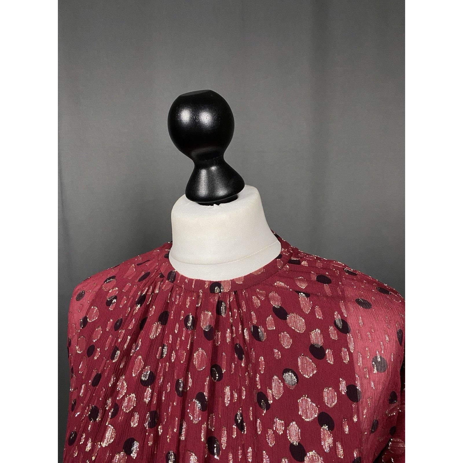 Saint Laurent Paris Saint Laurent Recent Polka Dot Women's Purple Red Silk Tiere Size M / US 6-8 / IT 42-44 - 8 Thumbnail