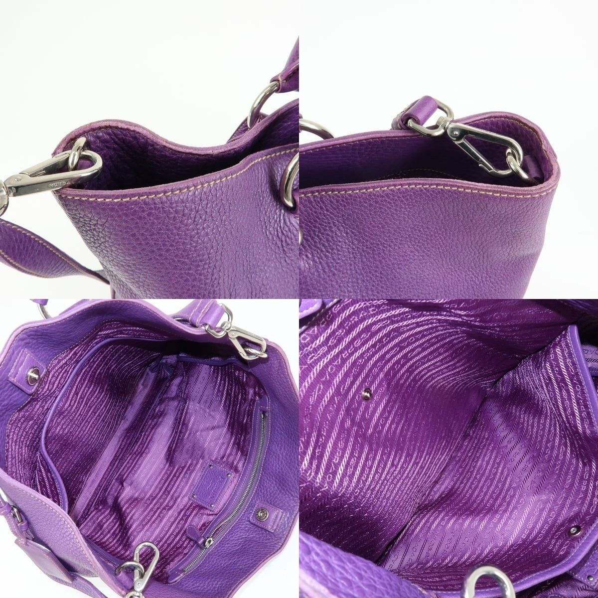 Prada Prada Vitello Daino Tote Purple Size ONE SIZE - 7 Thumbnail