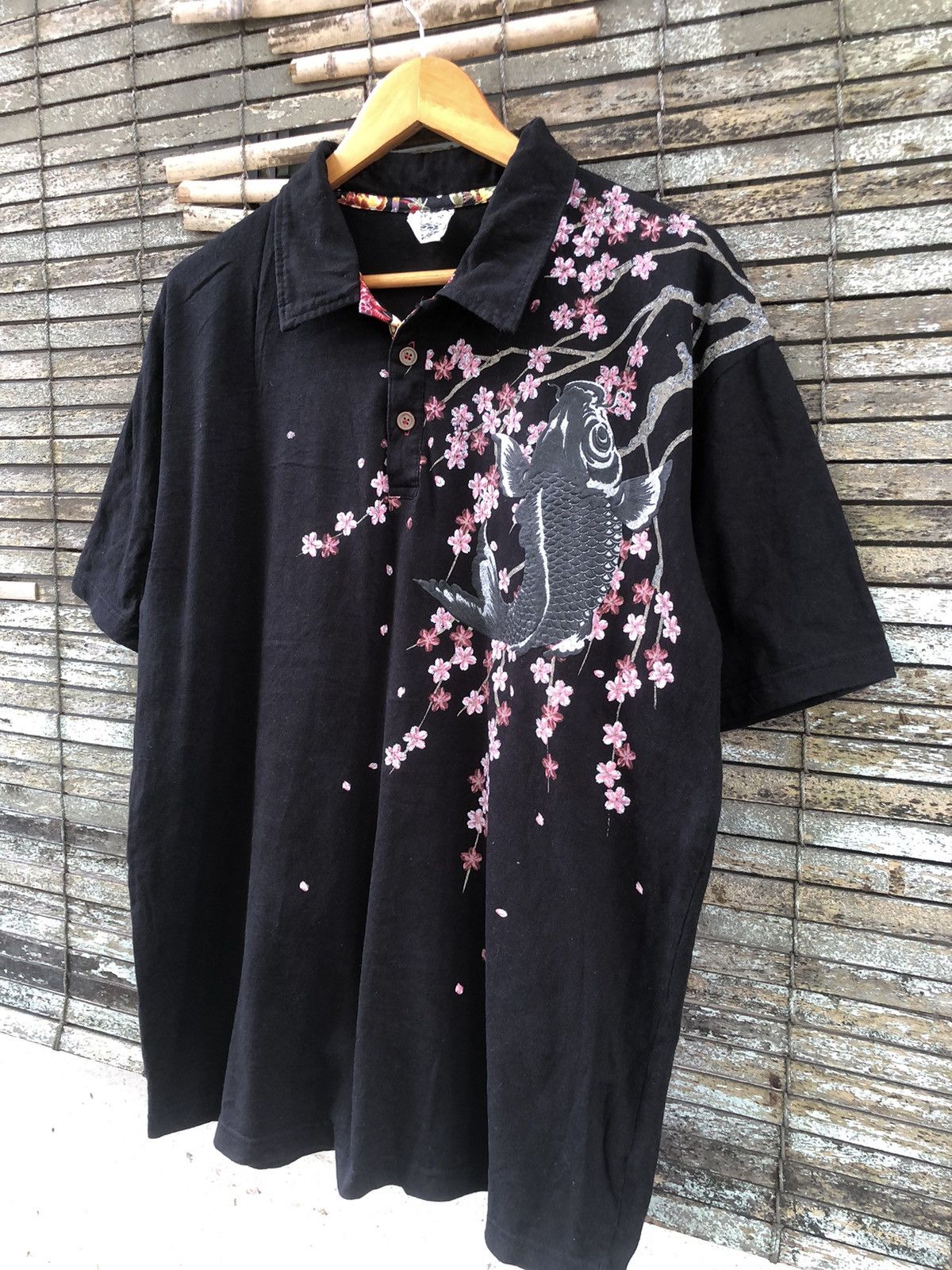 Japanese Brand × Vintage Rare Vintage OVP Japanese Sukajan Koi Fish Polo Tee Size US XL / EU 56 / 4 - 11 Thumbnail