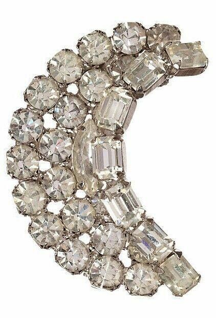 Designer Rhinestone Crescent Shape Pin Size ONE SIZE - 1 Thumbnail