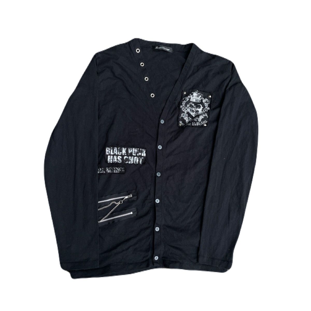 00s lagust python cardie ジレ vkei archive 2000s Japanese archive Vkei Poem Patch Grunge Cardigan