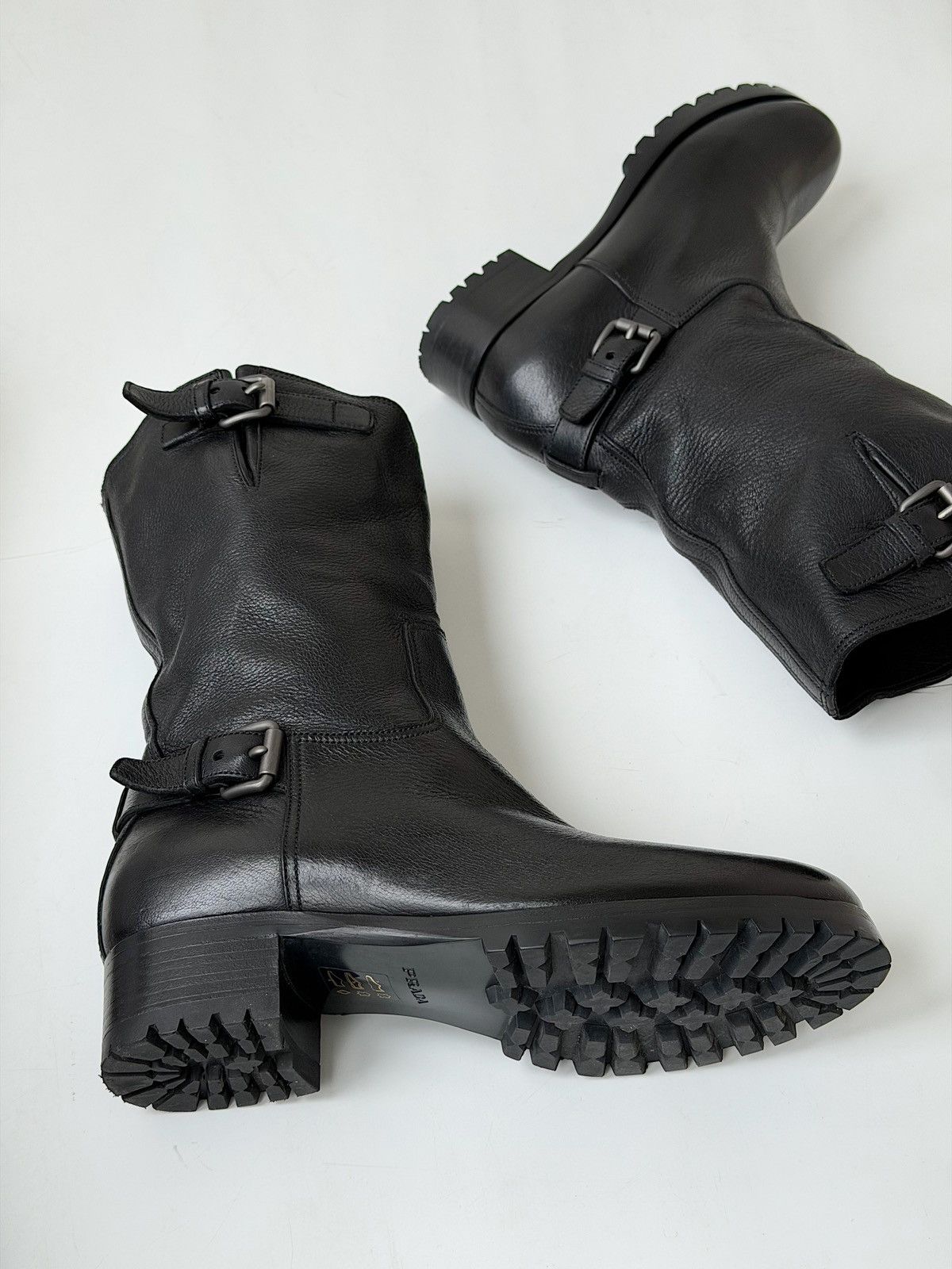 Prada PRADA FW 2014 Biker Buckle Leather Boots miu miu runway logo Size US 9 / IT 39 - 3 Thumbnail