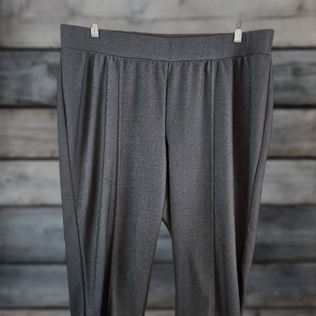 Vintage Catherines Womens Crepe Knit Pants Sz 1X Gray High Rise Pull On Size 40" / US 18 - 1 Thumbnail