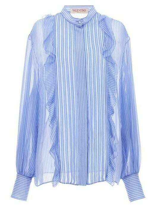 Valentino o1y0326 Silk Shirt in Light Blue Size M / US 6-8 / IT 42-44 - 1 Thumbnail