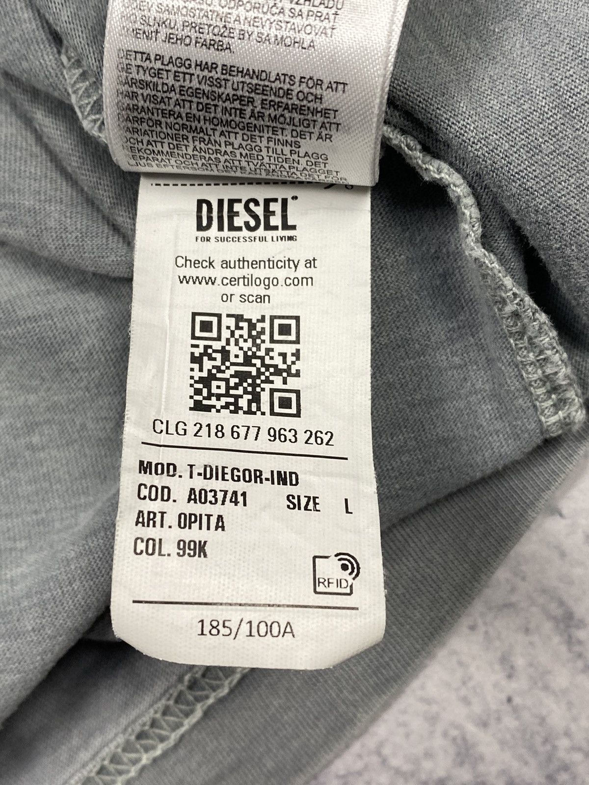 Diesel Diesel Industry Faded Gray Big Logo Avant-garde T Shirt Size US L / EU 52-54 / 3 - 16 Thumbnail