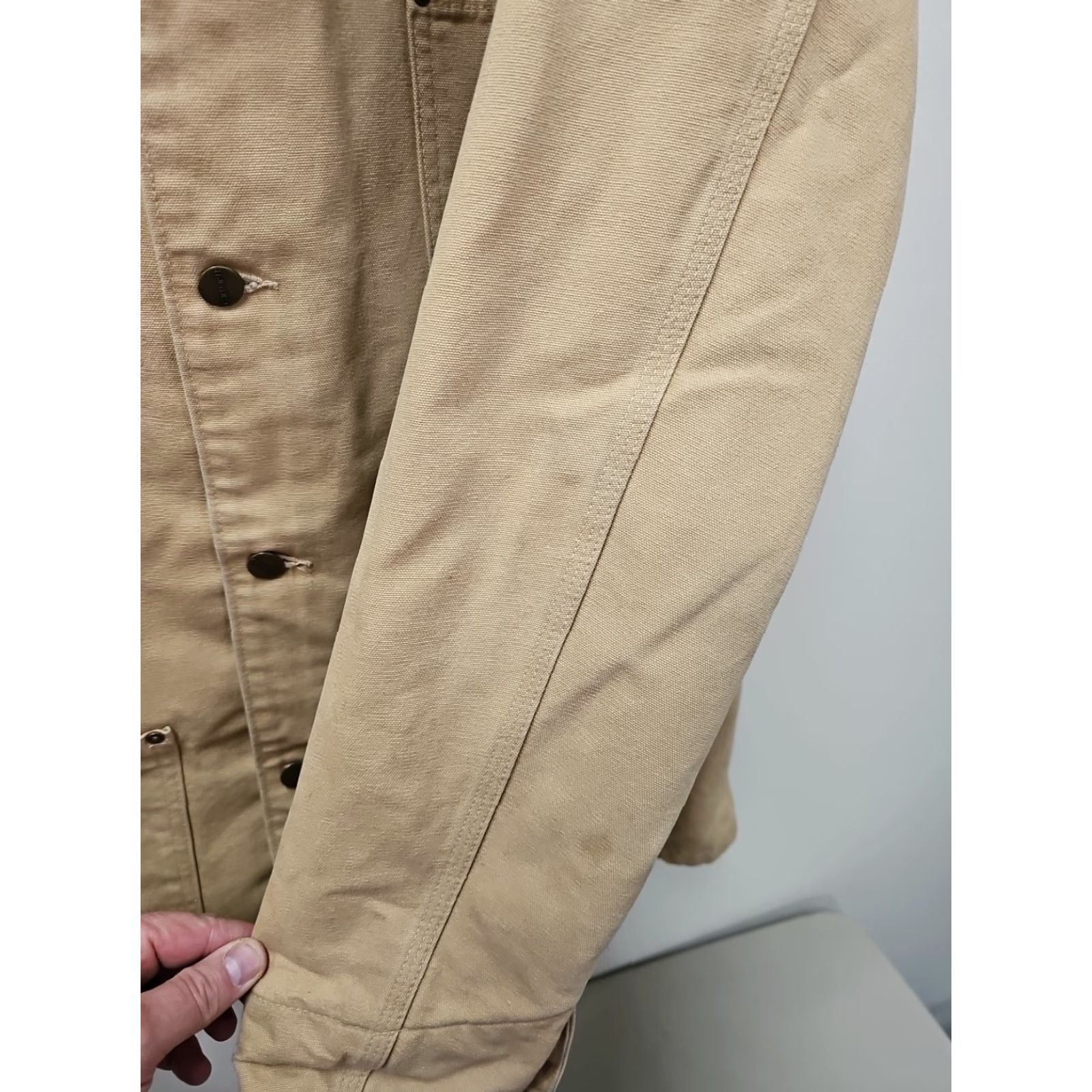 Carhartt VINTAGE Carhartt J97 Chore Coat Medium Beige Distressed Lined 90s Workwear Made in USA Mens Jacket Size US M / EU 48-50 / 2 - 6 Thumbnail