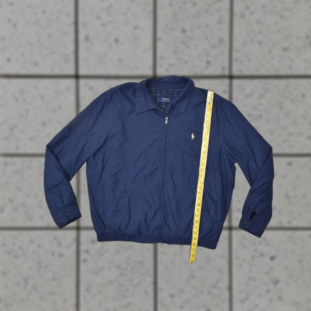 Polo Ralph Lauren Jacket Bomber Full Zip Lined Polyester Men XL Blue Pattern Logo Casual Travel