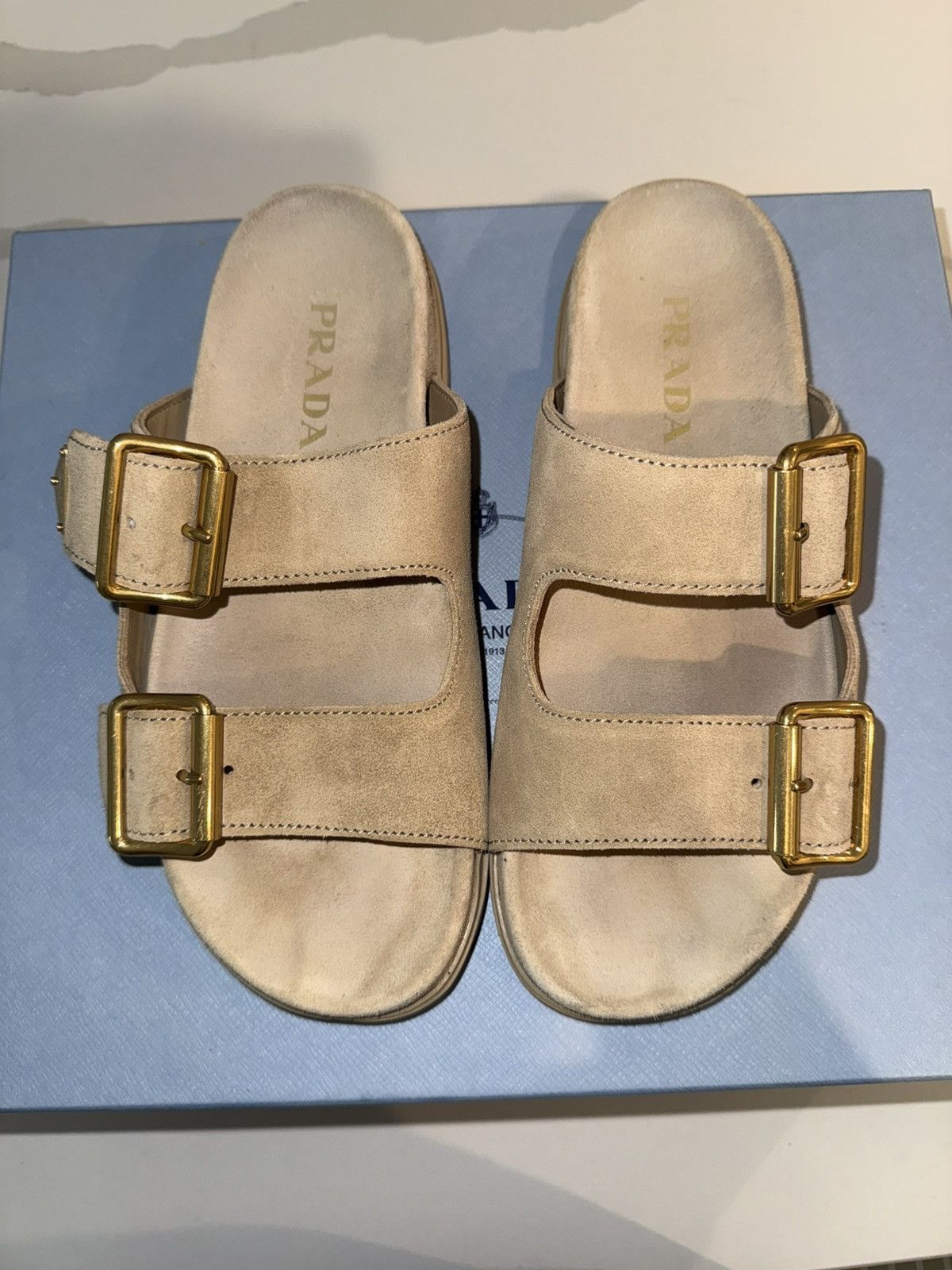 Prada Prada Suede Buckle Sandals Size US 8.5 / IT 38.5 - 7 Thumbnail