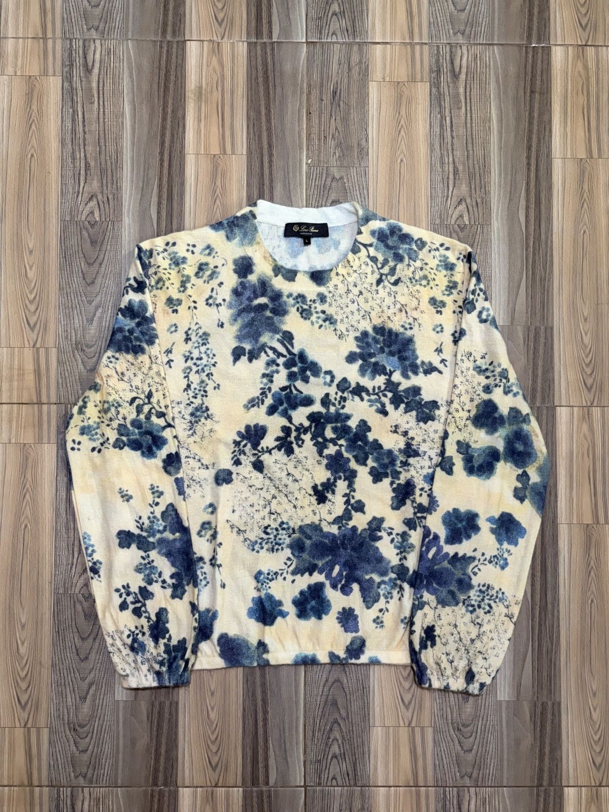 Loro Piana LORO PIANA BLUE EYES FLORAL CASHMERE SILK SWEATERS Size L / US 10 / IT 46 - 2 Thumbnail