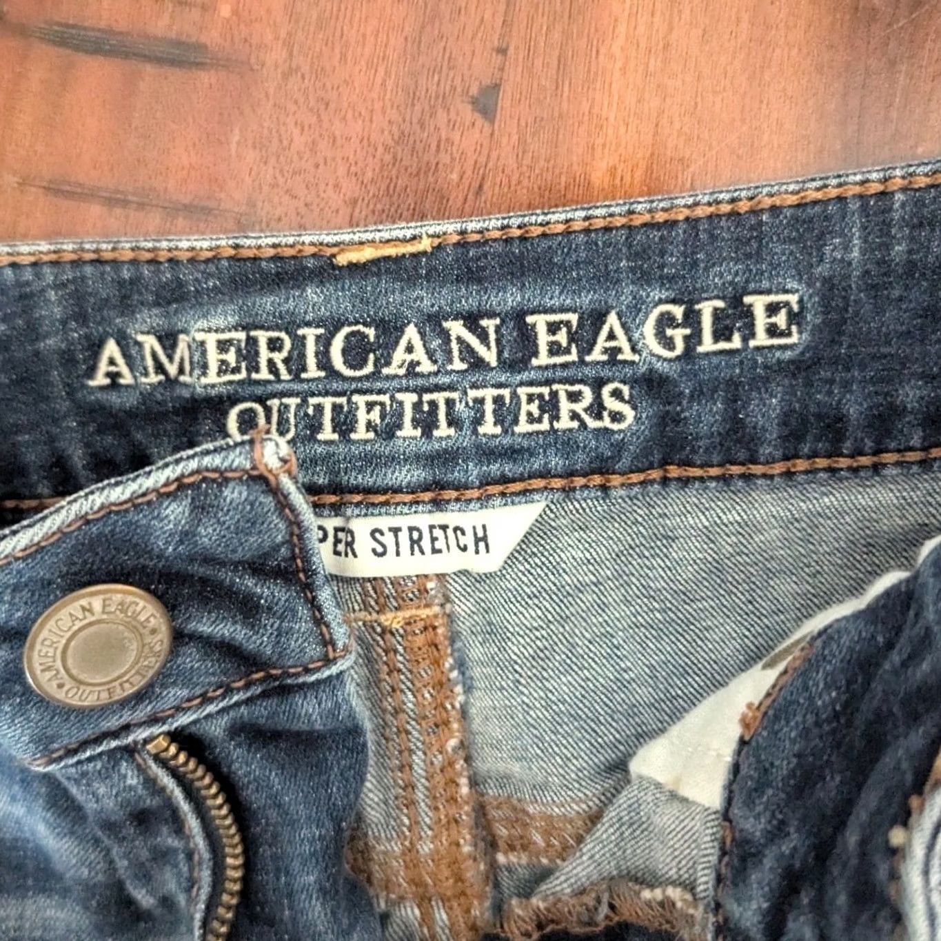 American Eagle Outfitters American Eagle Outfitters Shortie Jean Shorts Cut-Off Medium Wash 29 Blue Womens Casual Retro Y2K Stretch Denim Shorts Size 29" - 6 Thumbnail