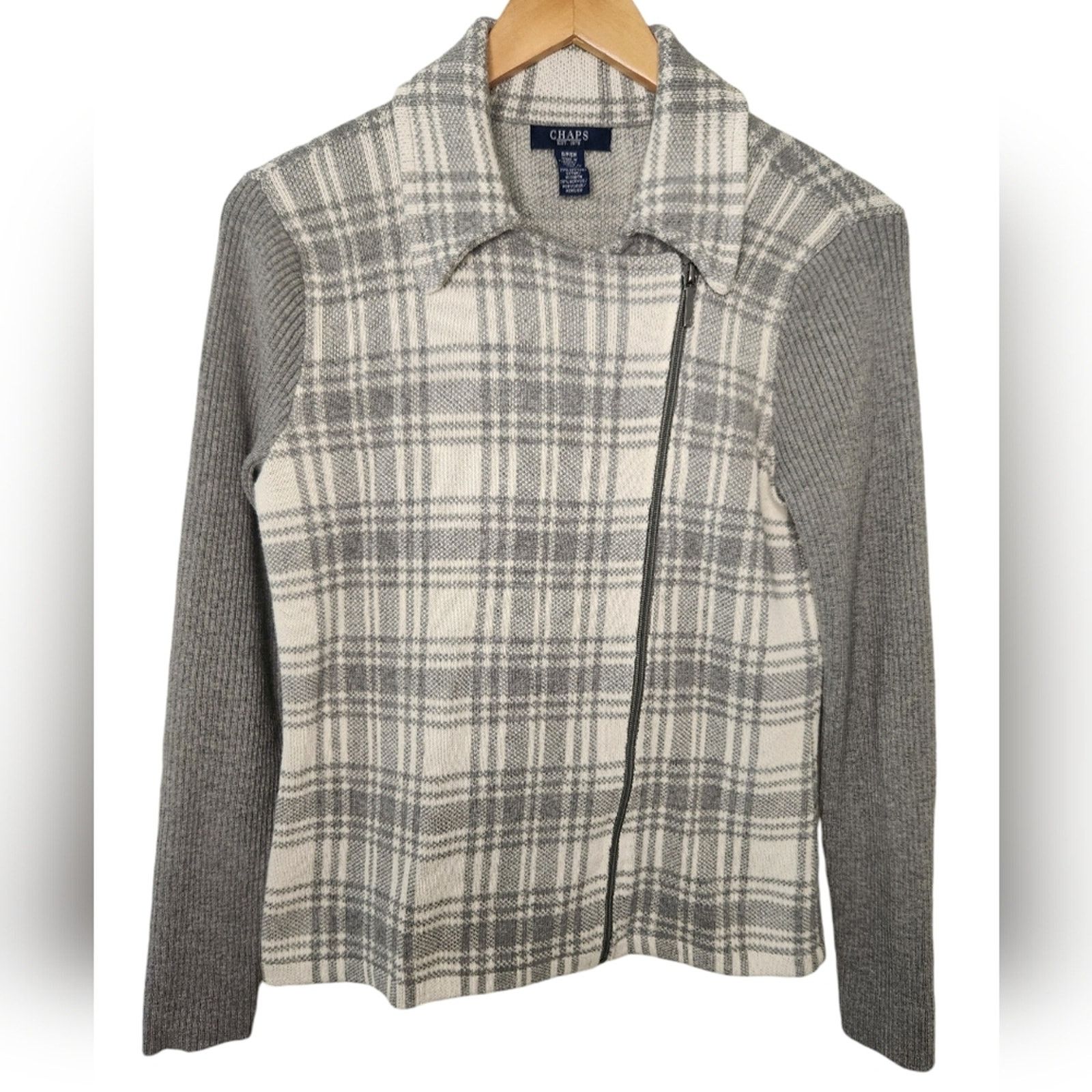 Chaps Chaps Ralph Lauren Plaid Zip Cardigan Sweater Jacket Small Size S / US 4 / IT 40 - 1 Thumbnail