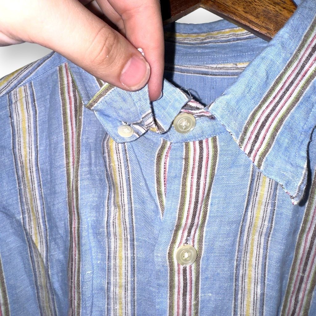 Bullock & Jones Mine London Pastel Stripe Pure Linen Button Down Shirt M Size US M / EU 48-50 / 2 - 8 Thumbnail