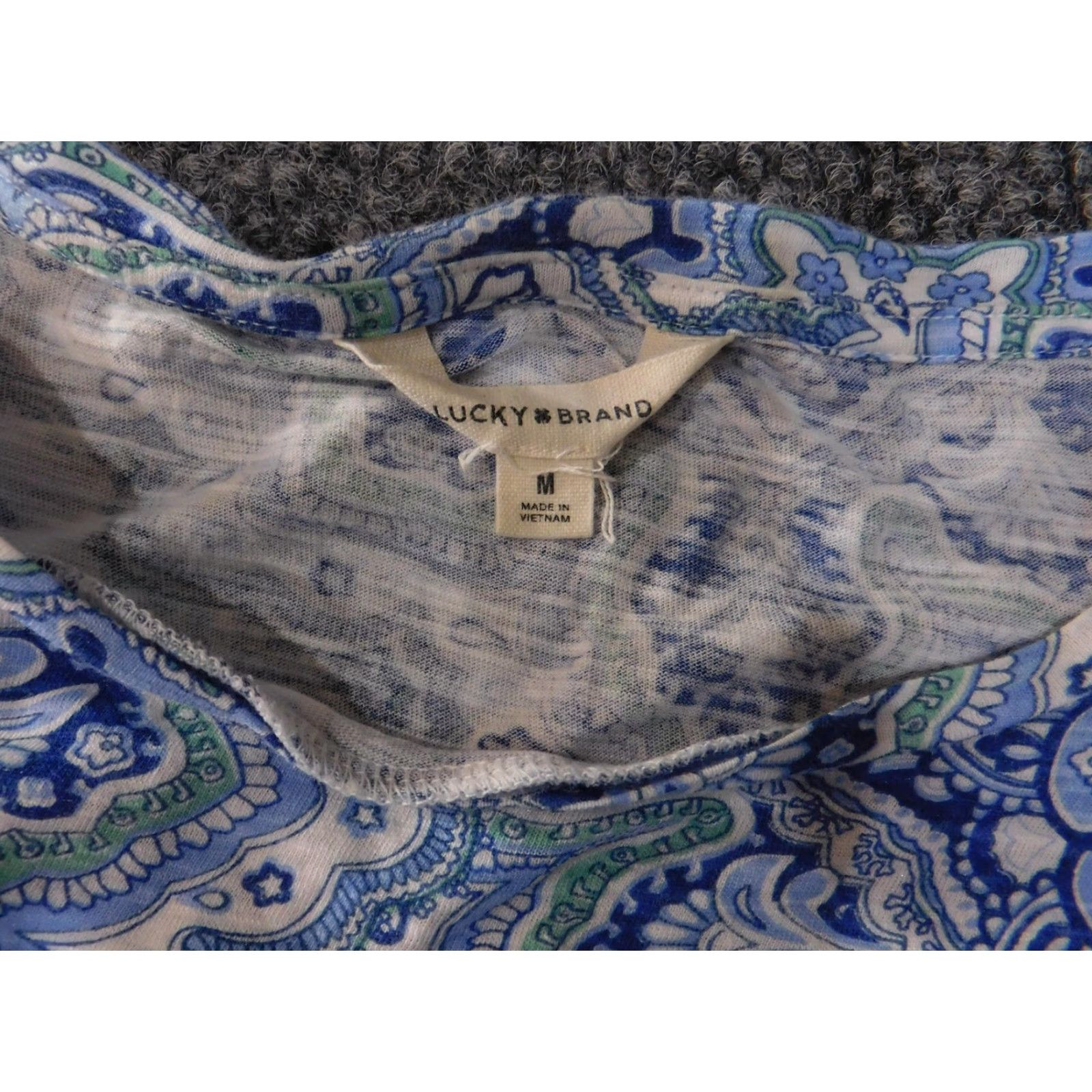 Lucky Brand Lucky Brand Shirt Womens Medium Blue Paisley Knot Front Short Sleeve Casual Size M / US 6-8 / IT 42-44 - 4 Thumbnail
