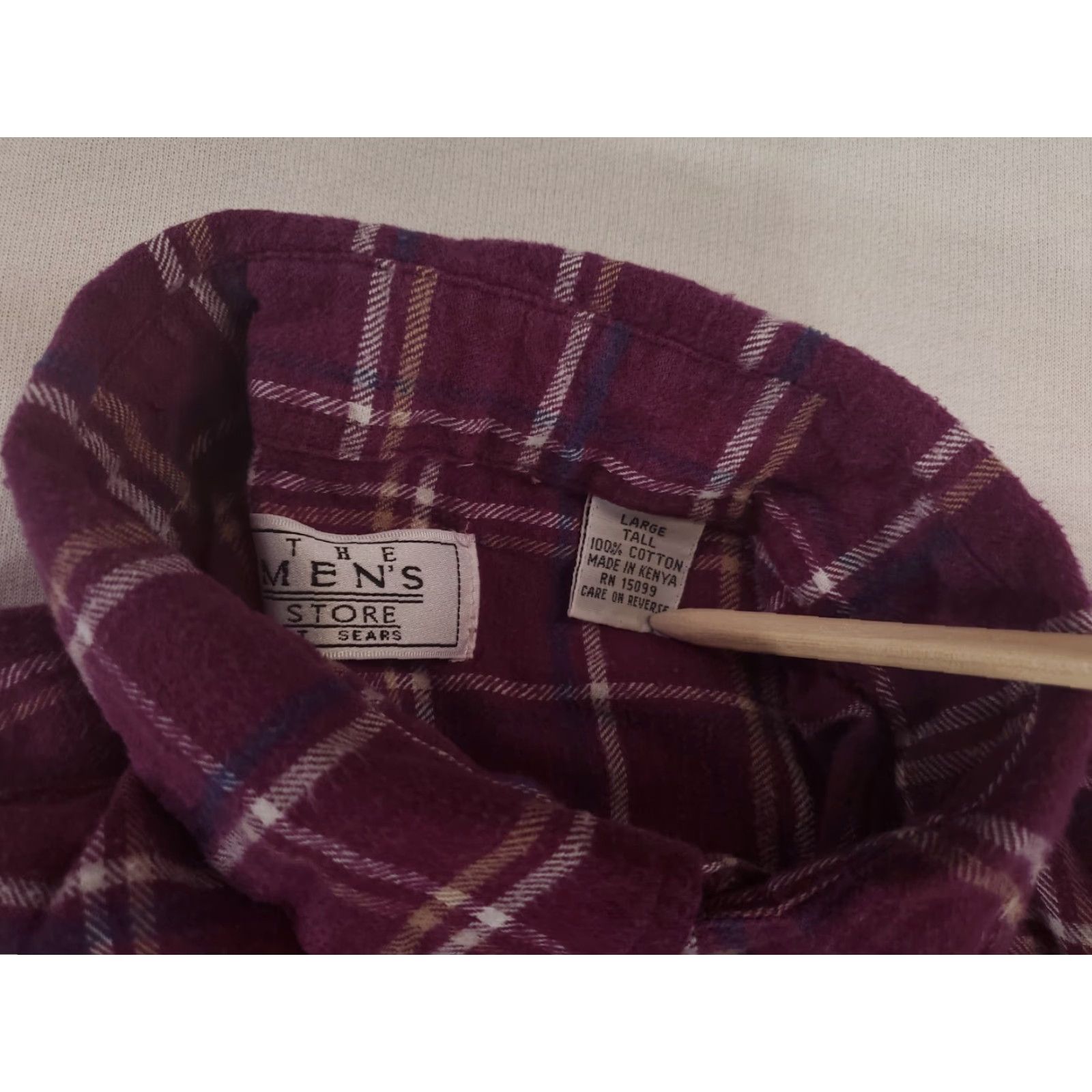 Sears Sears VTG 90s Flannel Plaid The Mens Store Purple Check Plaid Mens L Tall Shirt Long Sleeve Array Size US L / EU 52-54 / 3 - 3 Thumbnail