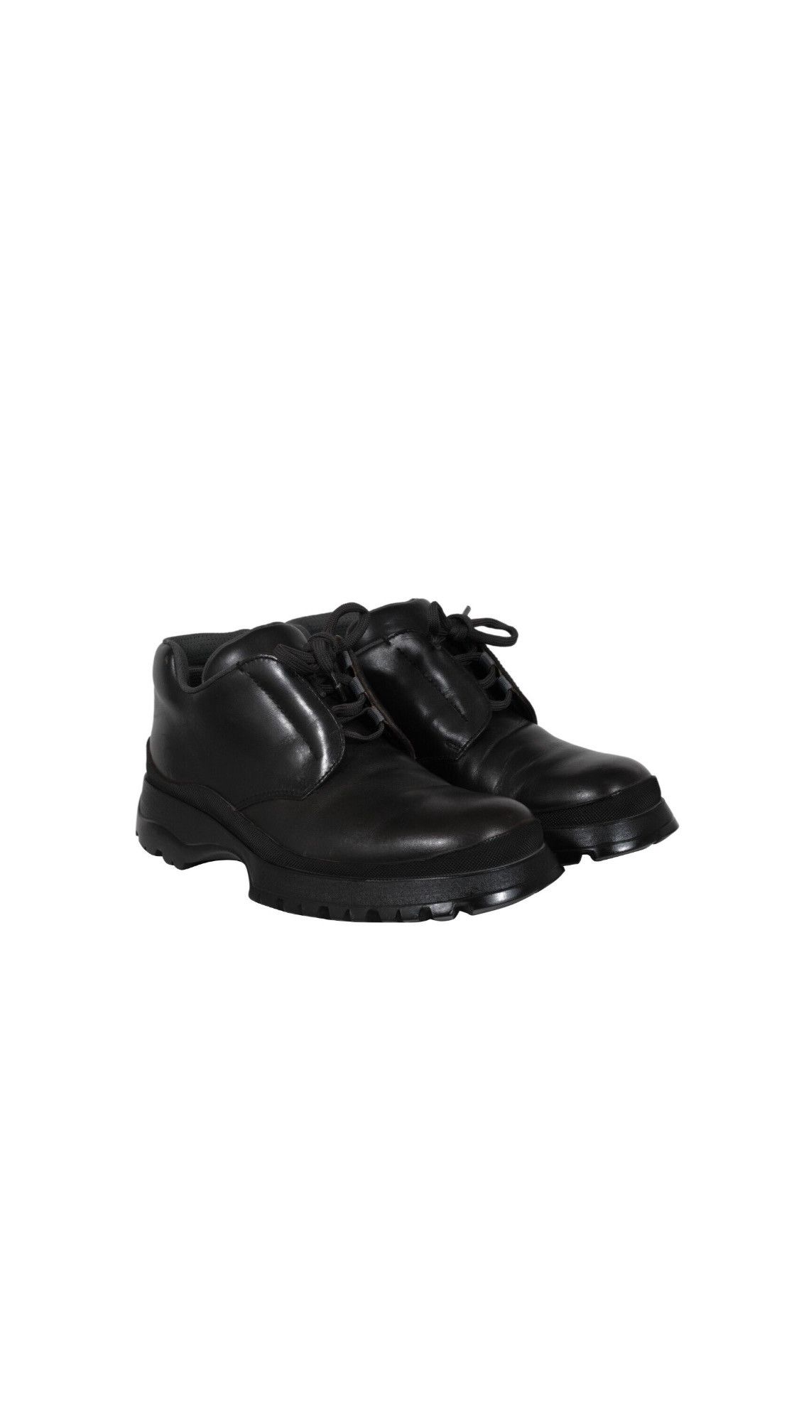 Prada Brixxen Mid Top Derby Shoes Black Leather Size US 8.5 / EU 41-42 - 15 Thumbnail