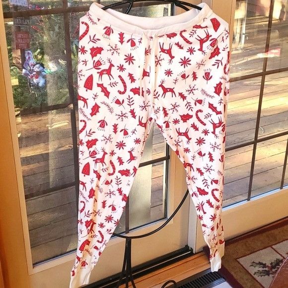 Designer Hanna Andersson Adult Long John Holiday Scandi Cane Pajama S Size 28" / US 6 / IT 42 - 1 Thumbnail