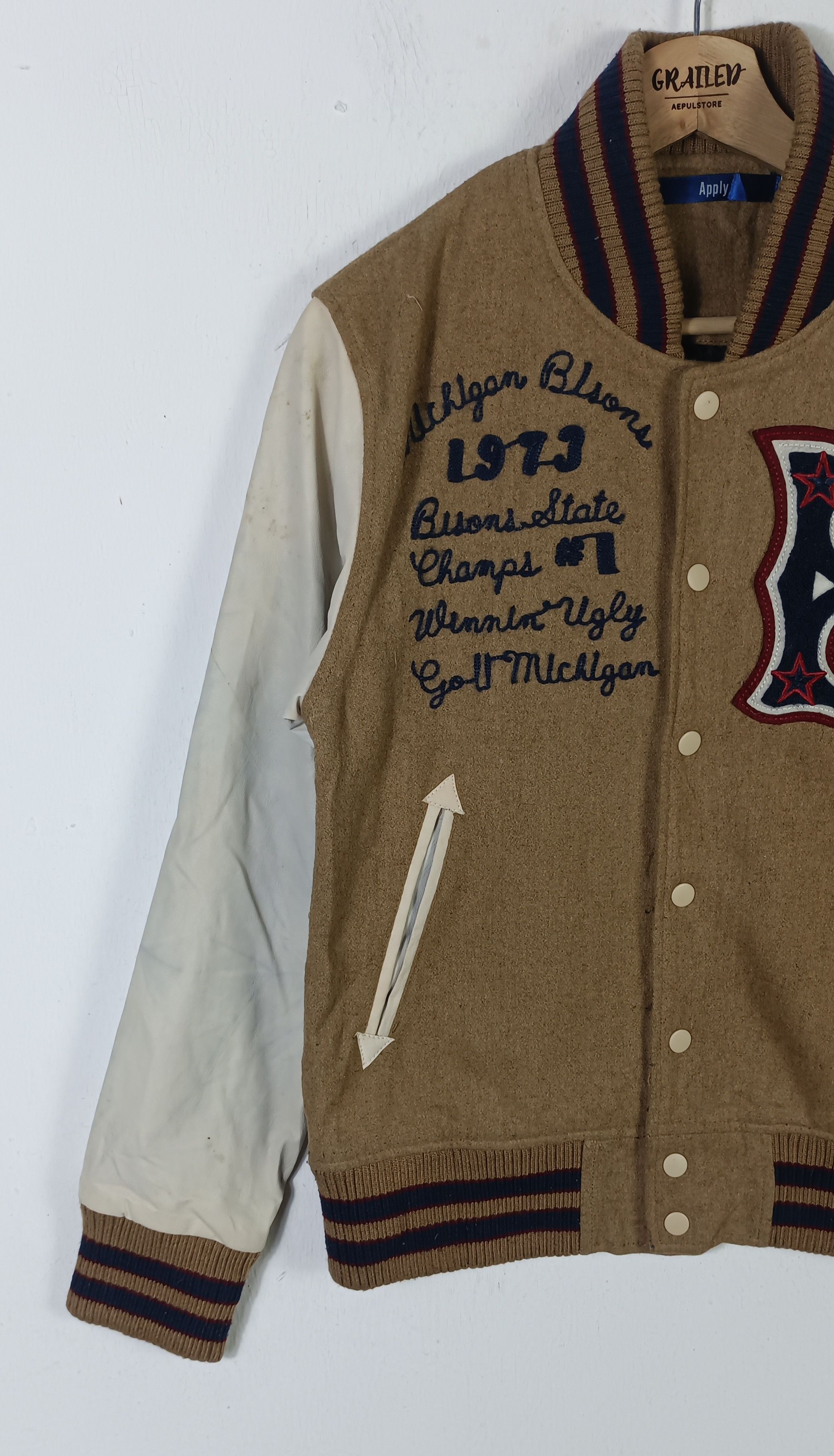 Japanese Brand × Vintage 90🔥Vintage Apply Letterman Varsity Jacket Size US M / EU 48-50 / 2 - 4 Thumbnail