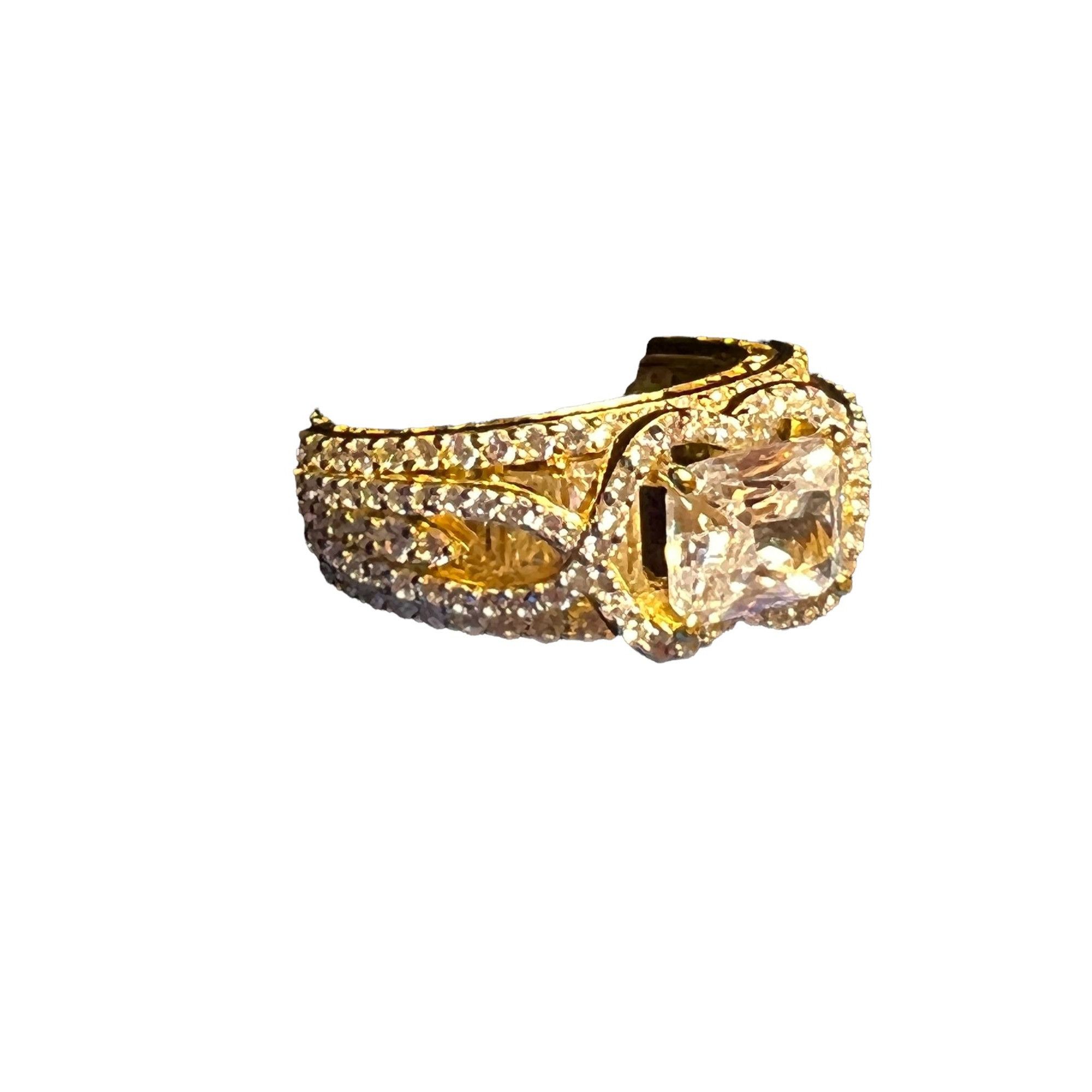 Other Palm Beach Jewelry Ring Gold Tone CZ Engagement Wedding Cock Size ONE SIZE - 2 Thumbnail