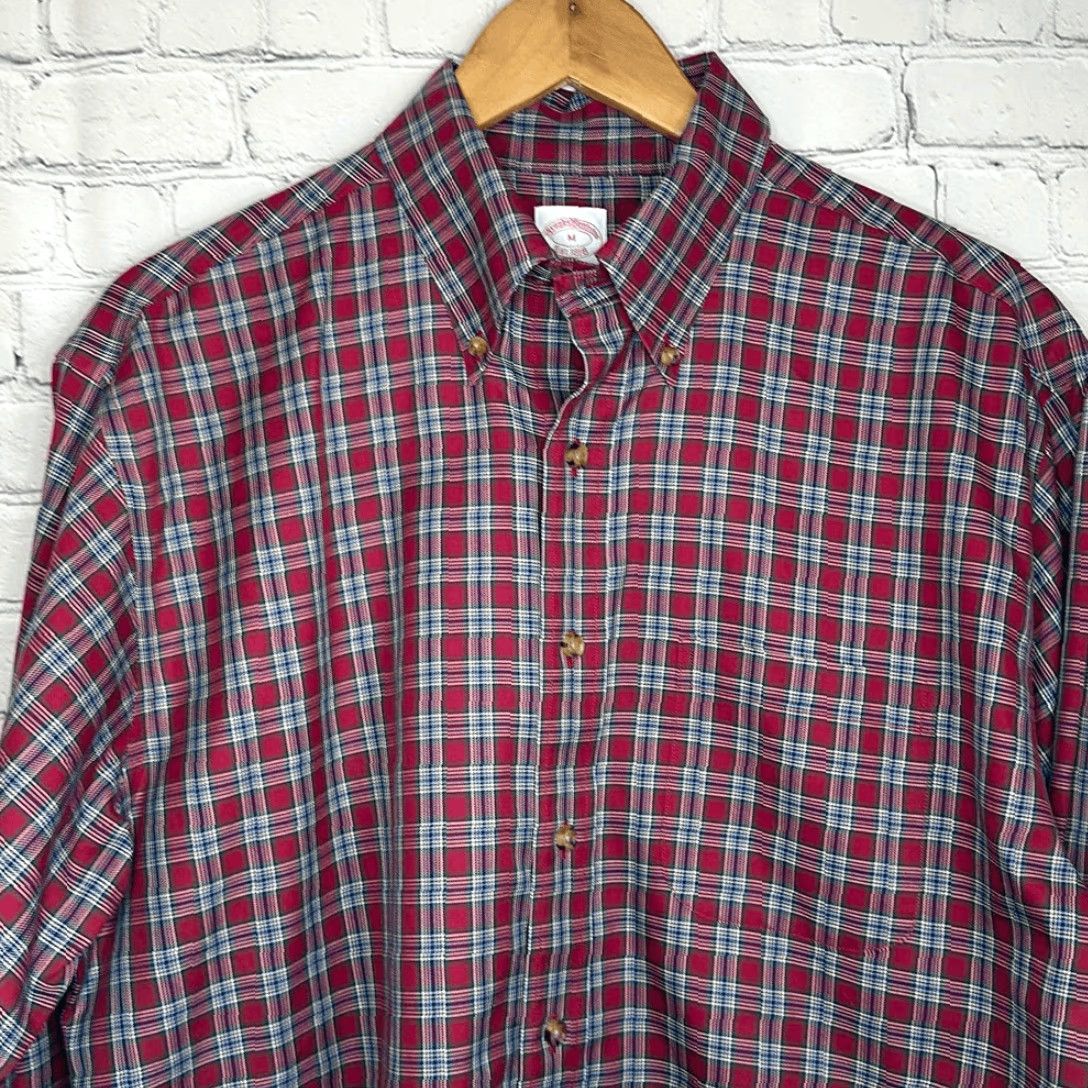 Brooks Brothers Brooks Brothers Mens Button-Down Long Sleeve Red Plaid Non Iron M Multicolor Shirt Size US M / EU 48-50 / 2 - 3 Thumbnail