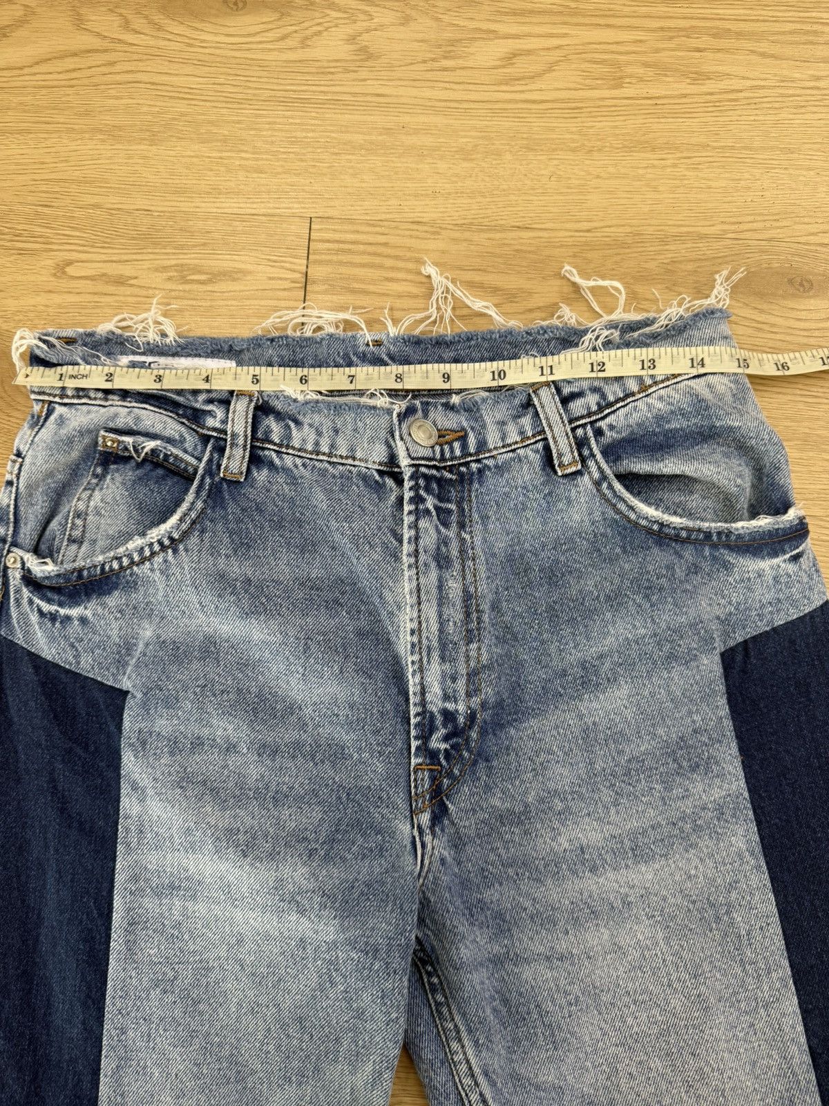 Japanese Brand TRf baggy patchwork color block croped denim jeans Size US 30 / EU 46 - 7 Thumbnail