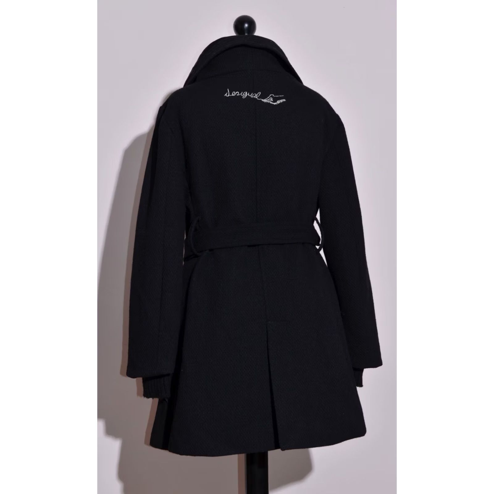 Desigual Desigual Coat Womens Black Long Overcoat with Pockets Belted Size 44 Regular XS? Size M / US 6-8 / IT 42-44 - 7 Thumbnail