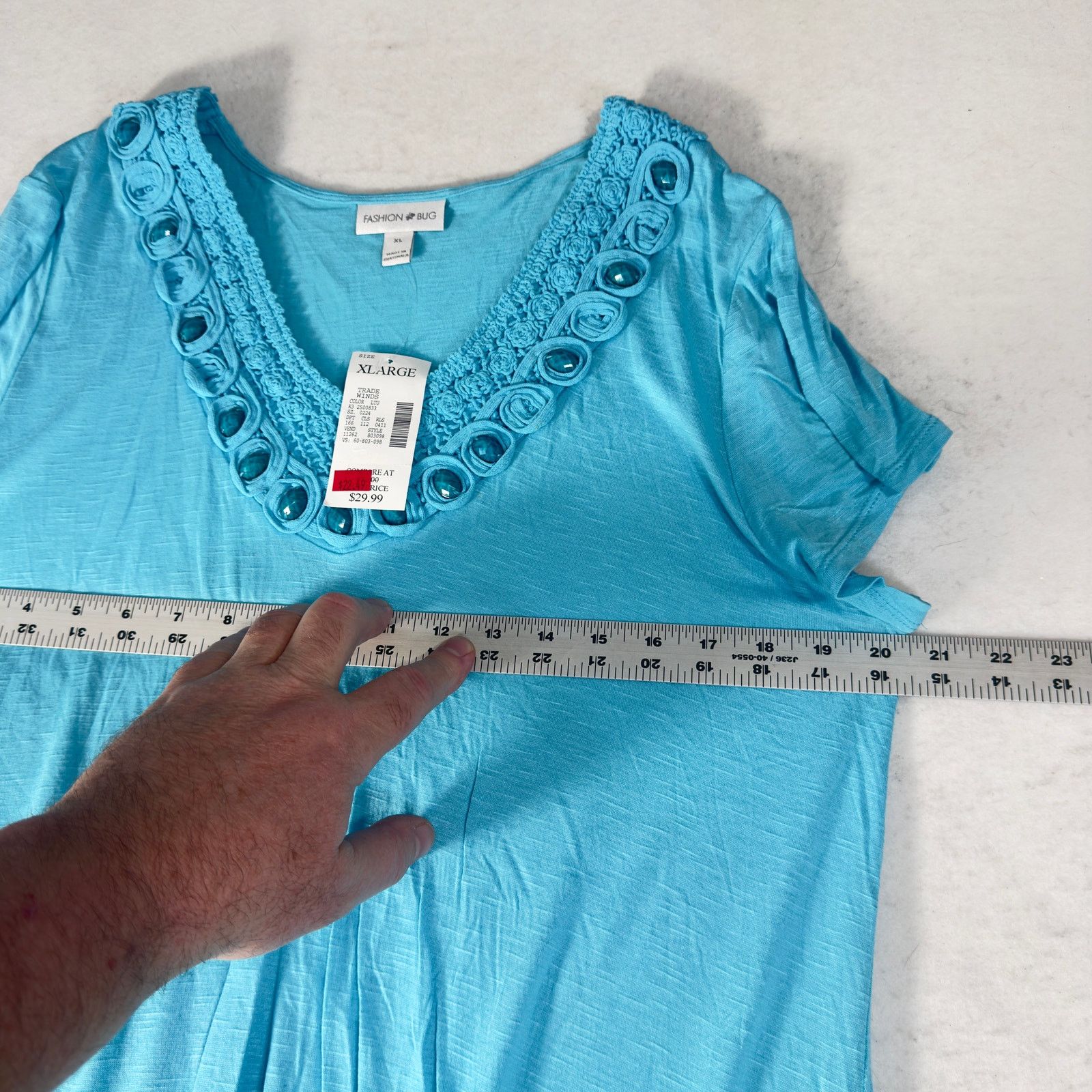 Other Fashion Bug Scoop Neck Top Woman's XL Crocheted Jeweled Neck Size XL / US 12-14 / IT 48-50 - 8 Thumbnail