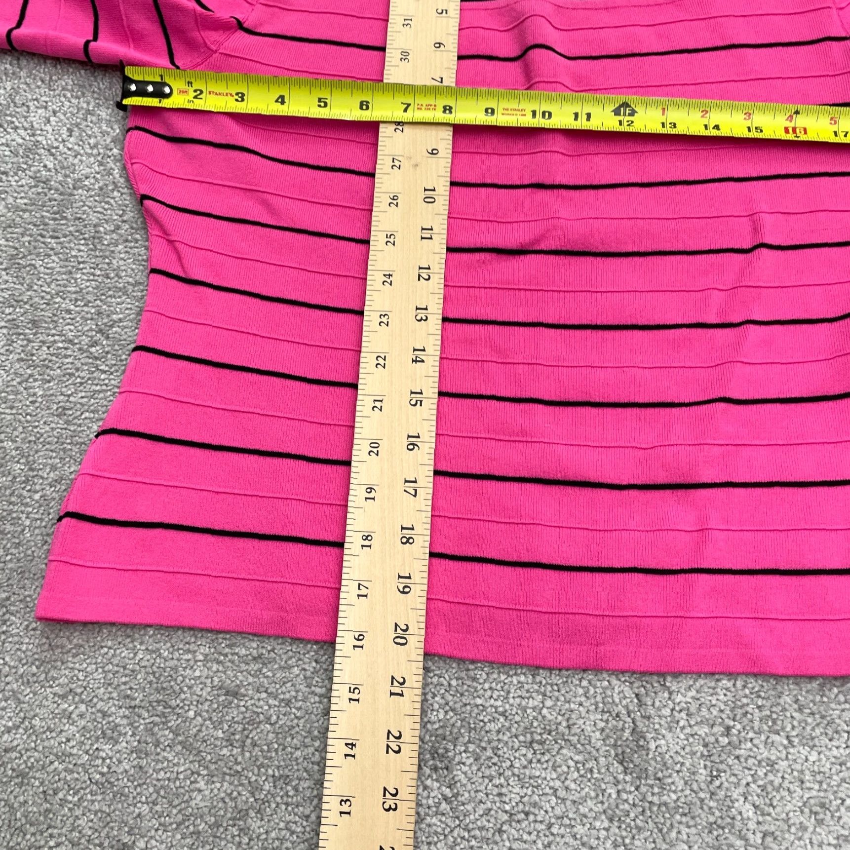 Pinko J.A.D Pullover Sweater Juniors XL Pink Black Striped Square Neck Knit Casual Size XL / US 12-14 / IT 48-50 - 7 Thumbnail