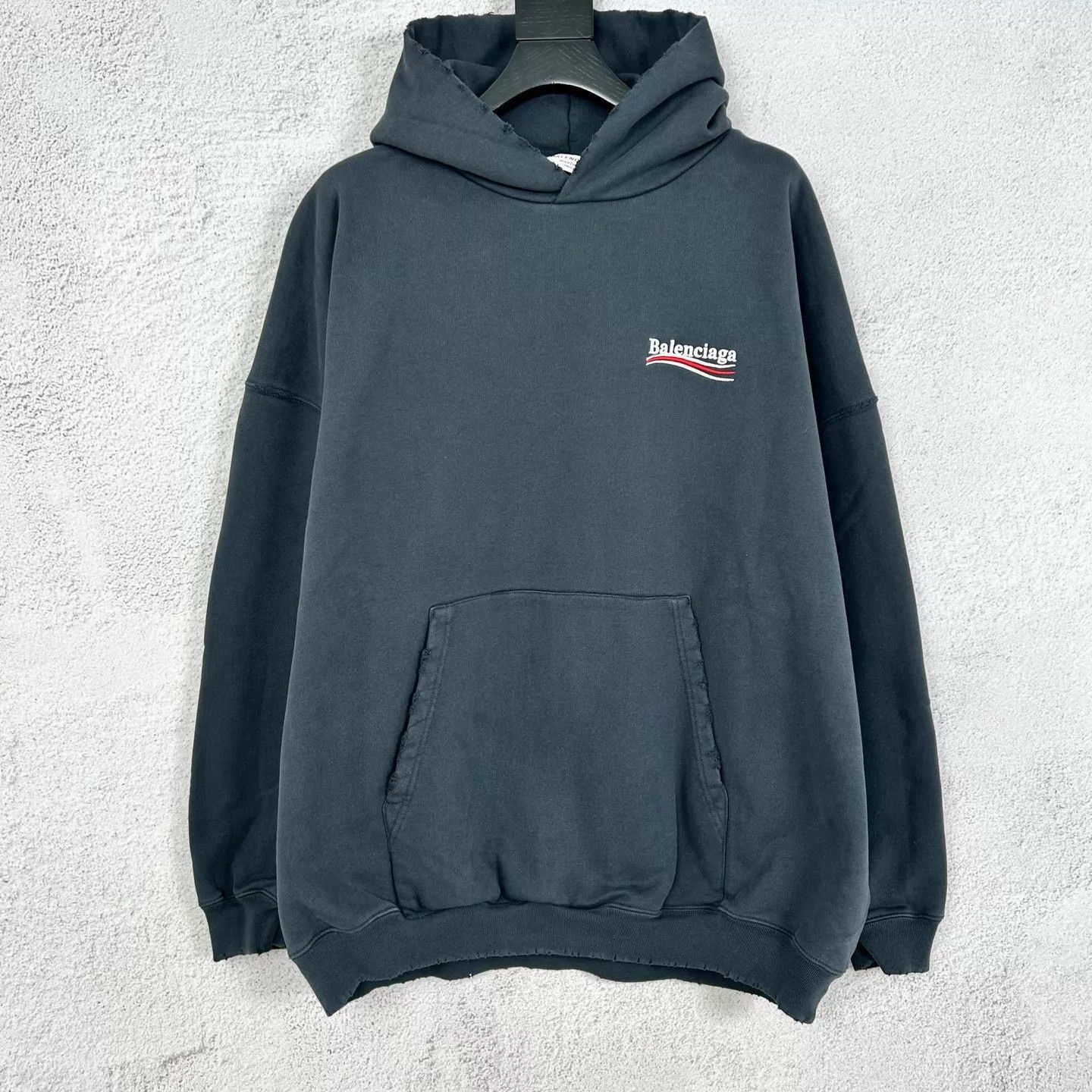 Balenciaga Gray Oversized Hoodie with Front Pocket Size US M / EU 48-50 / 2 - 1 Thumbnail