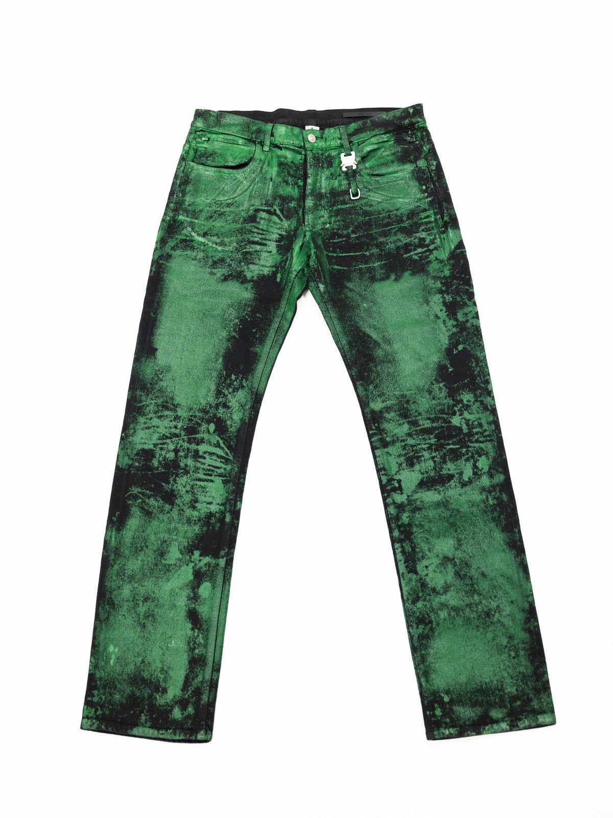 image of 1017 Alyx 9Sm Green Paint Denim in Black/Green, Men's (Size 32)