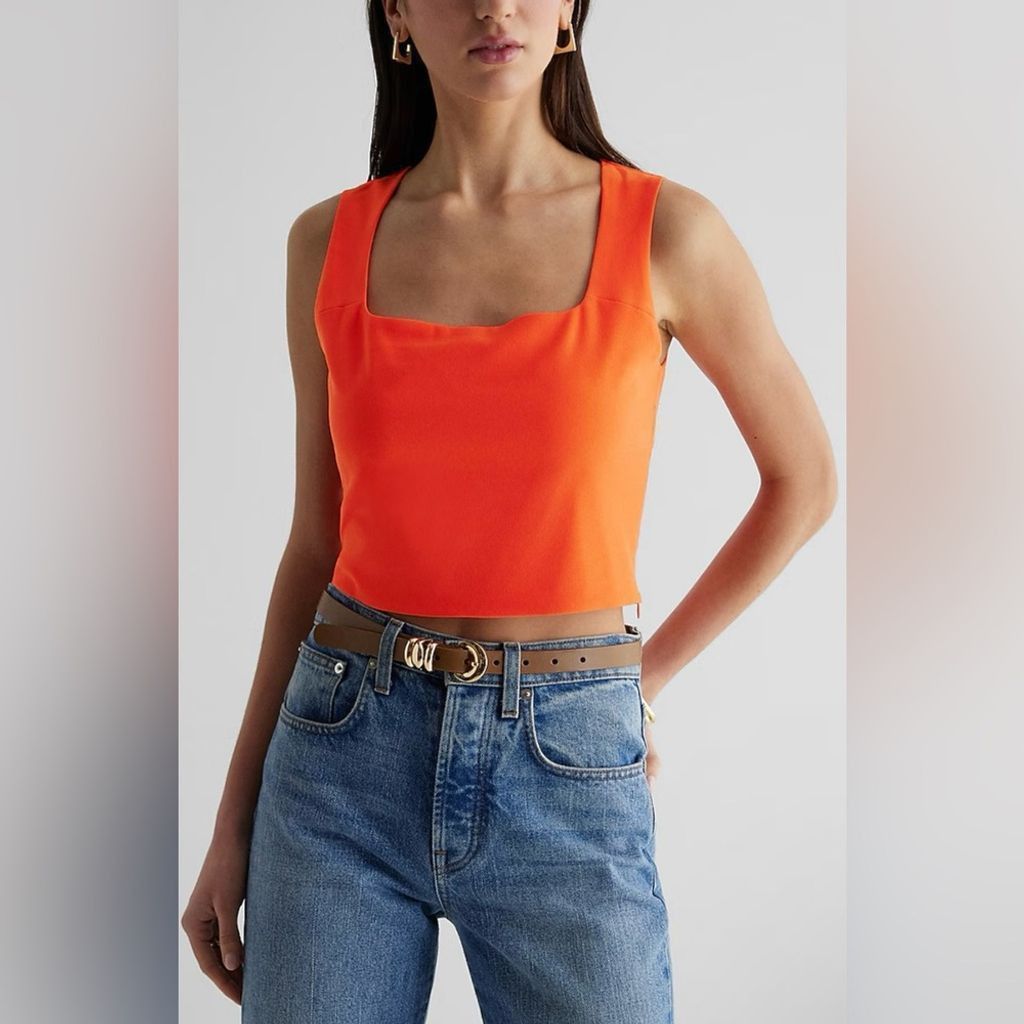 Express NEW with tags (NWT) Express Orange Square Neck Cropped Tank Size XL / US 12-14 / IT 48-50 - 7 Thumbnail