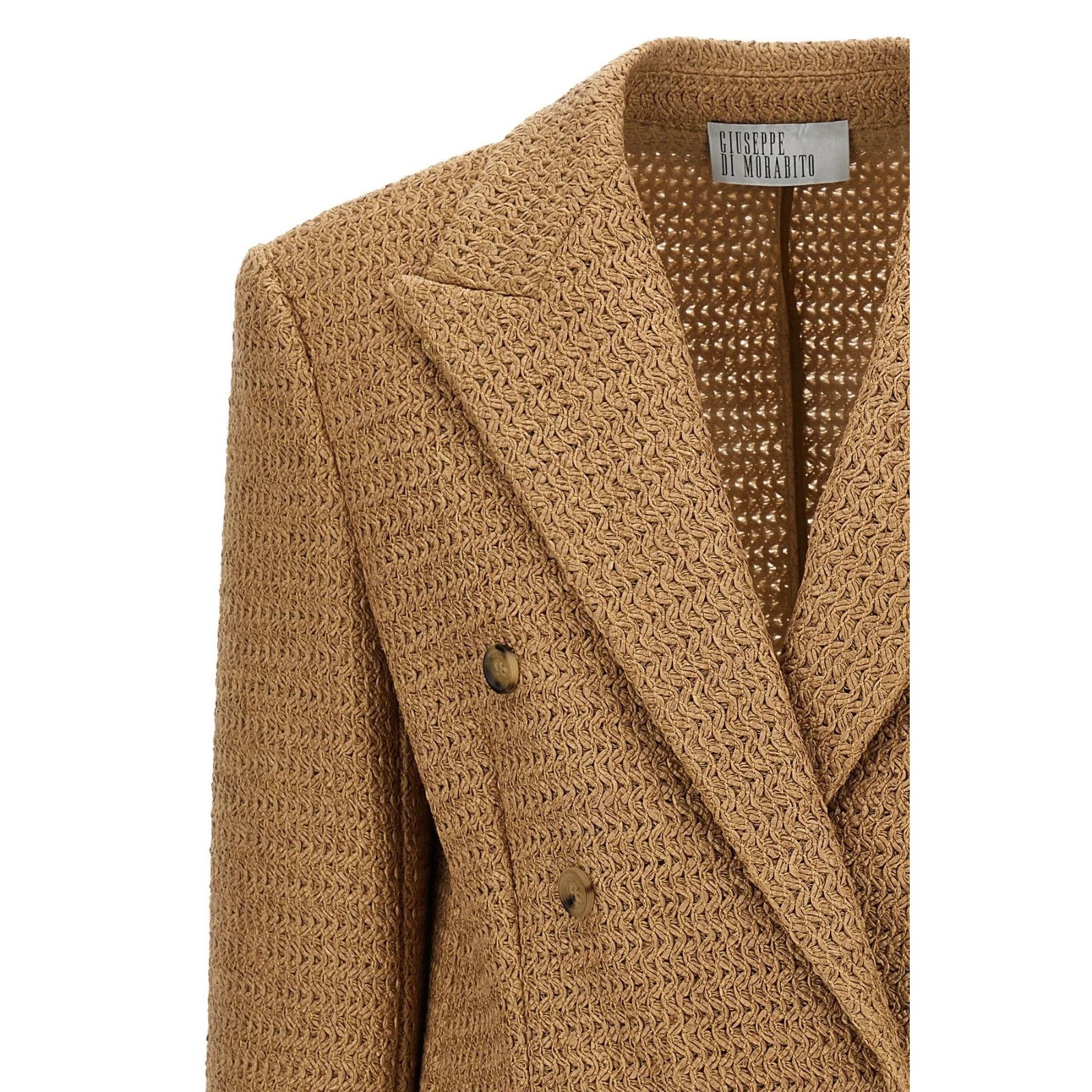 Other GIUSEPPE DI MORABITO Braided Beige Oversized Raffia Blazer N Size XS / US 0-2 / IT 36-38 - 3 Thumbnail