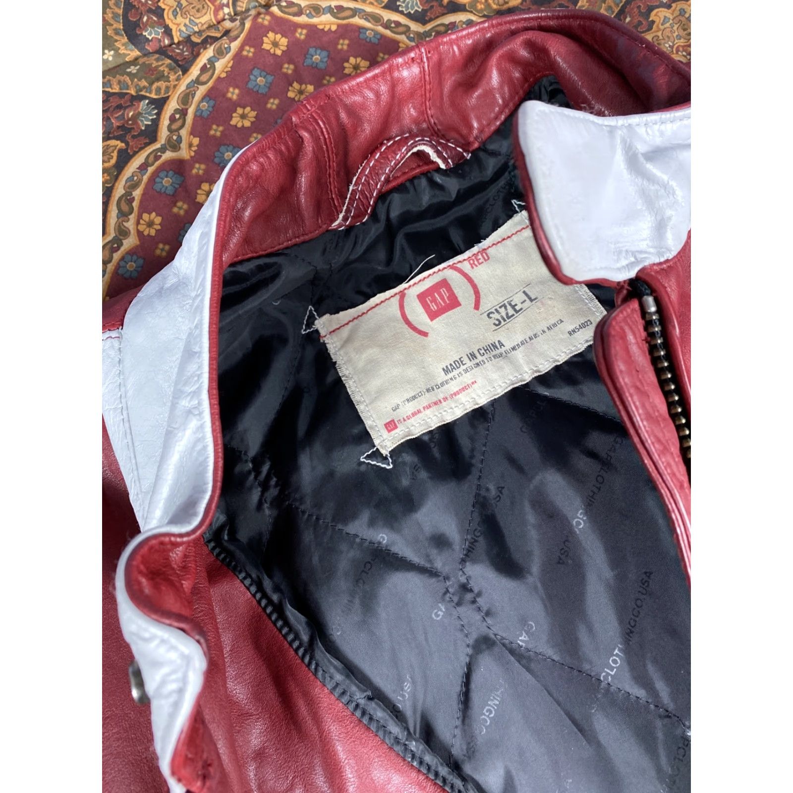 Gap VINTAGE GAP PRODUCT RED LEATHER CAFE RACER Motorcycle Jacket Mens Sz L Red Biker Riding Size US L / EU 52-54 / 3 - 3 Thumbnail