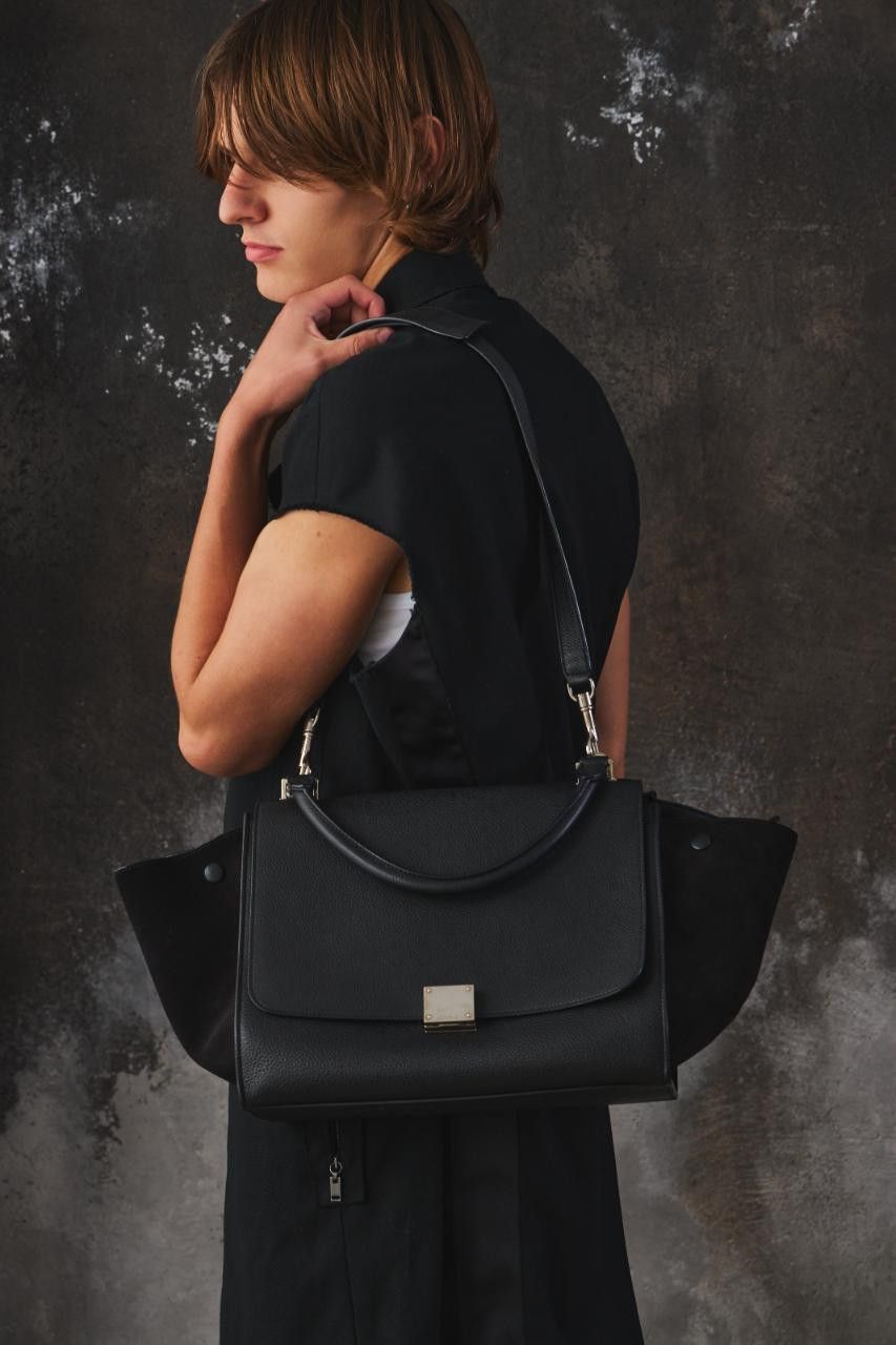 Celine Celine Trapeze Bag Black Leather and Velvet Trim Size ONE SIZE - 6 Thumbnail
