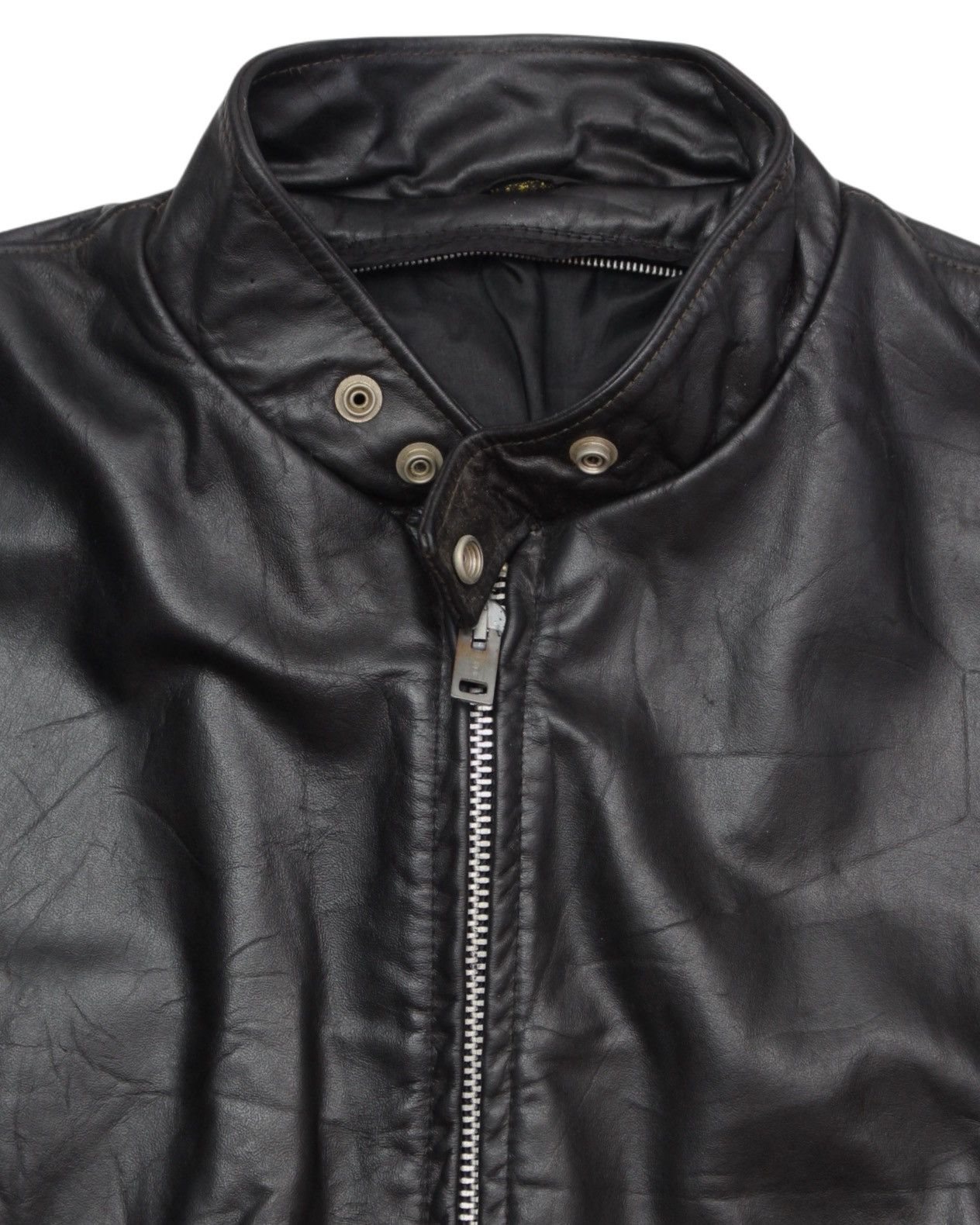 Schott 1980S SCHOTT NYC BLACK CAFE RACER LEATHER JACKET Size US XL / EU 56 / 4 - 3 Thumbnail