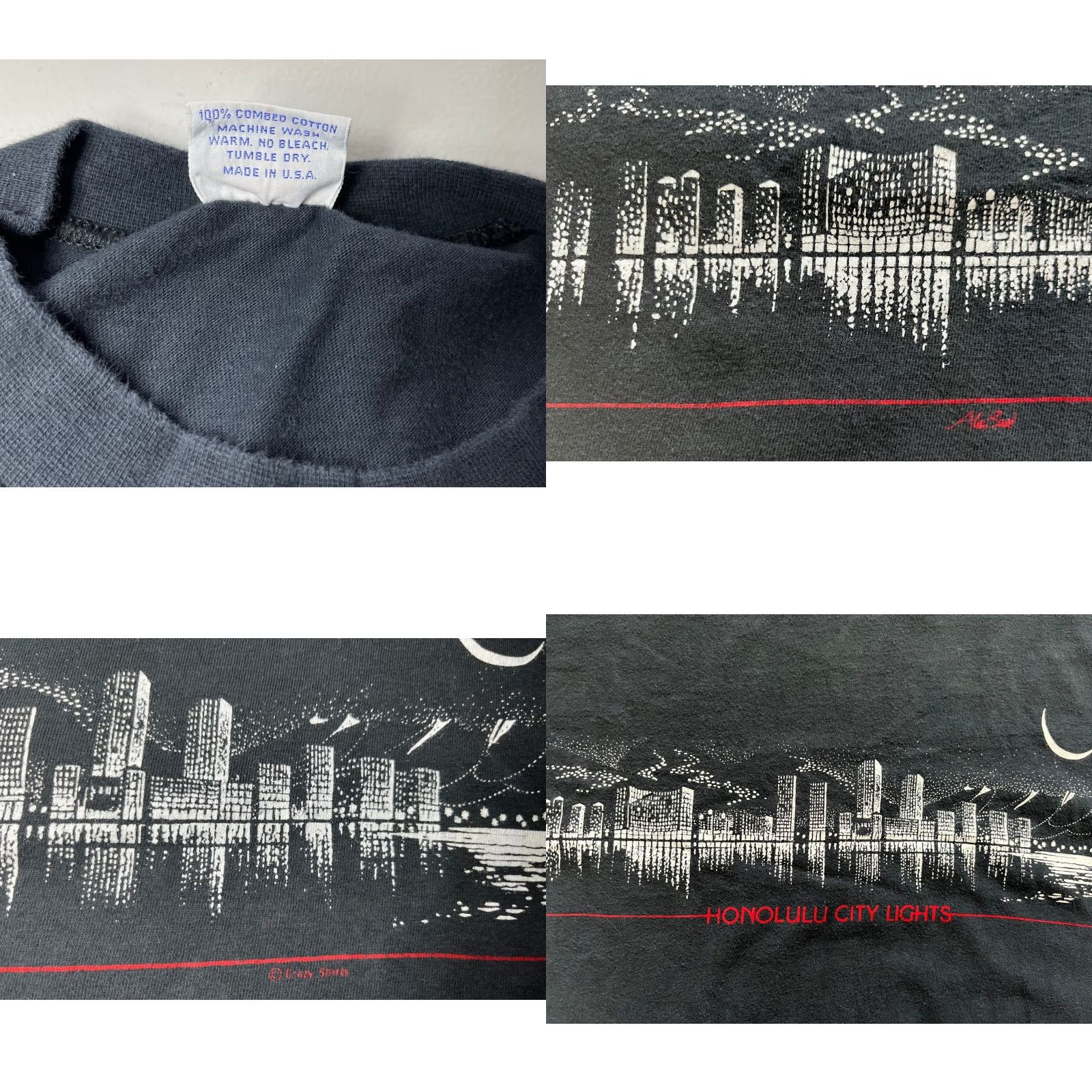 Vintage VINTAGE Crazy Shirts Hawaii T-Shirt Men’s XL City Lights Double-Sided 90s Hawaii Vintage XL Black T-Shirt Size US XL / EU 56 / 4 - 8 Thumbnail