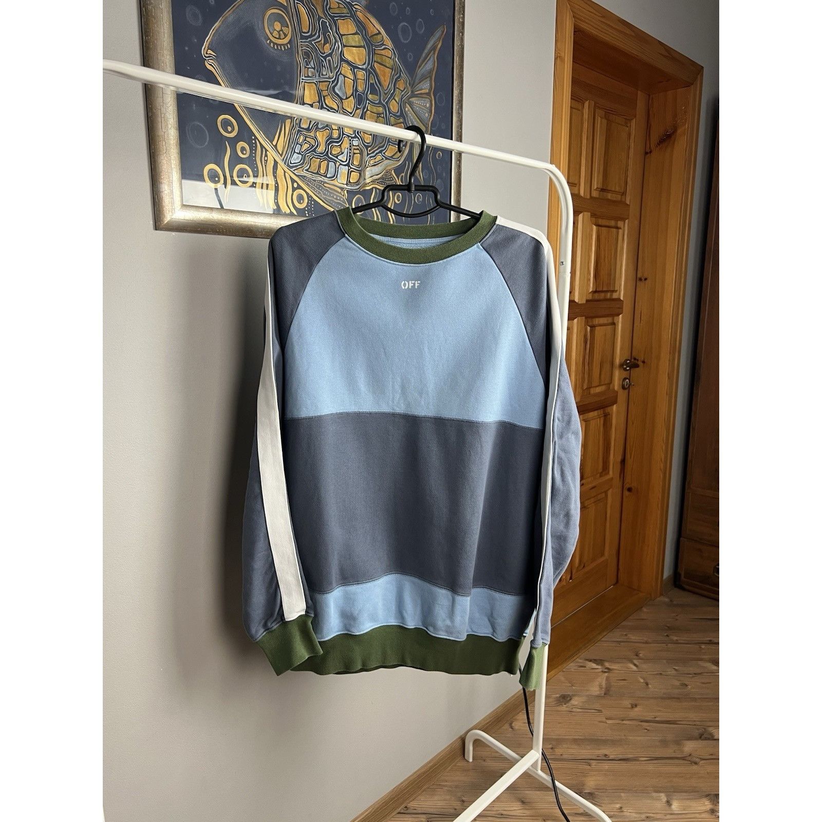 Off-White Off-White Men's Blue Oversized Crewneck Sweater Size M Size US M / EU 48-50 / 2 - 2 Thumbnail