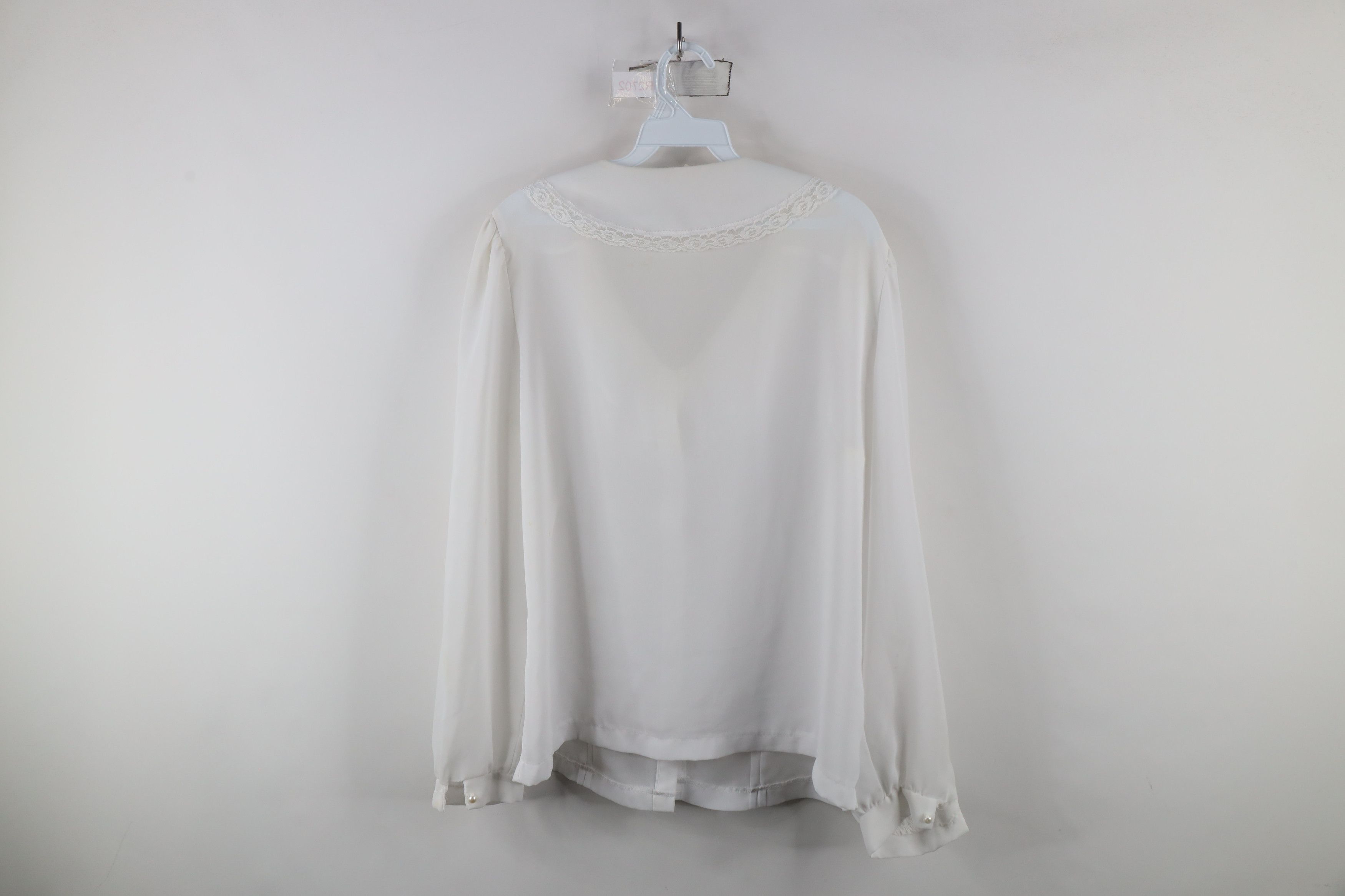 Vintage Vintage 90s Streetwear Lace Flower Frill Collar Button Shirt Size XXL / US 16-18 / IT 52-54 - 15 Thumbnail