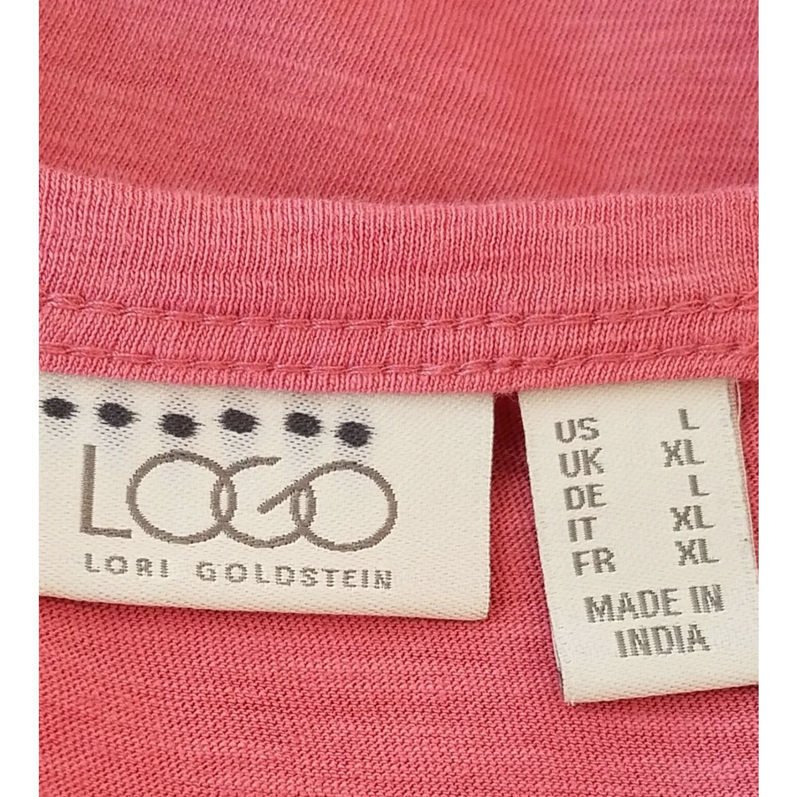 Vintage LOGO Lori Goldstein Slub Knit Pleated Hem Top Long Sleeve Round Neck Large Women Tunic 100% Cotton Pink High Low Not Vintage Size L / US 10 / IT 46 - 3 Thumbnail