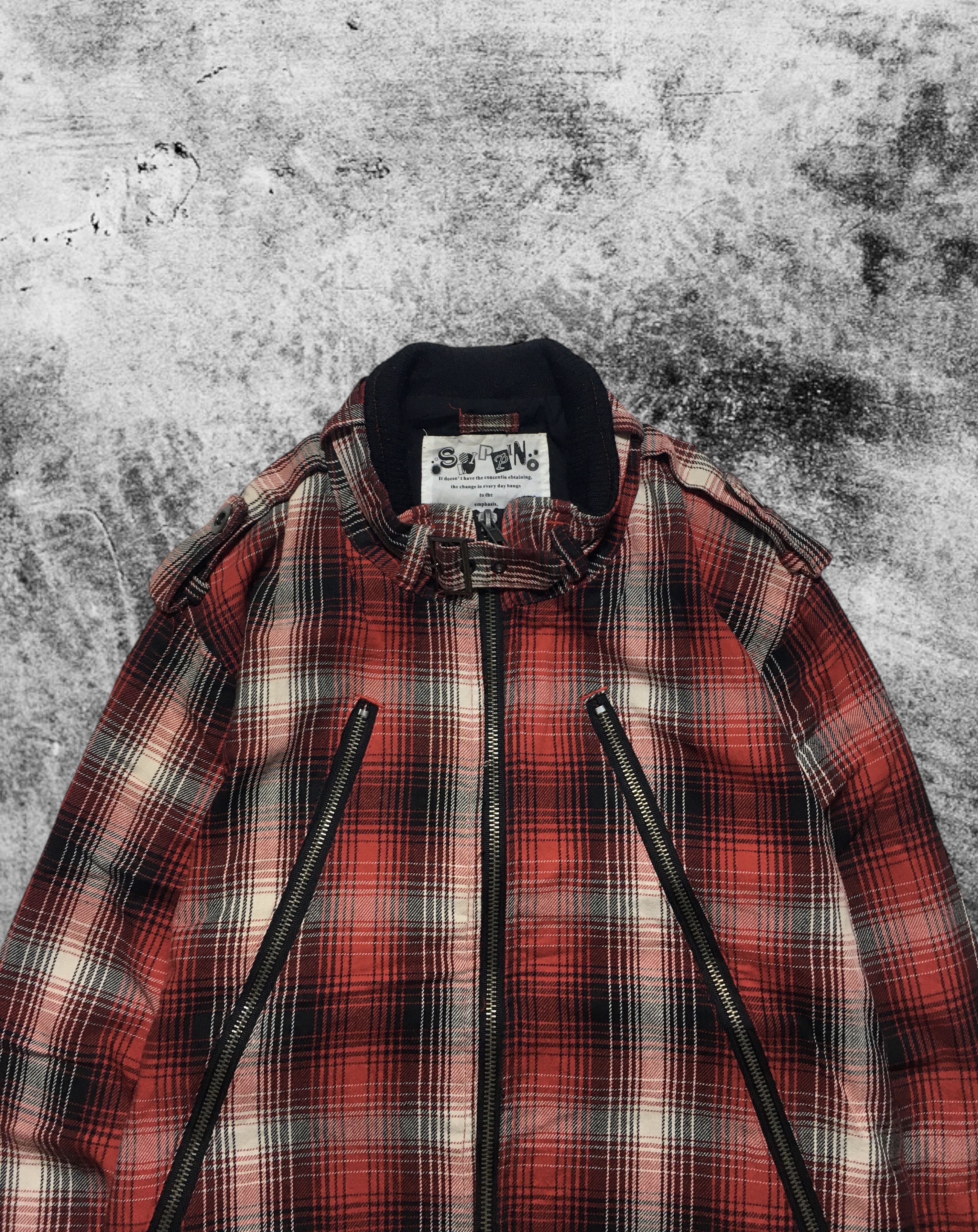 Japanese Brand Japanese Punk Red Tartan Long Zip Jacket Size US M / EU 48-50 / 2 - 2 Thumbnail