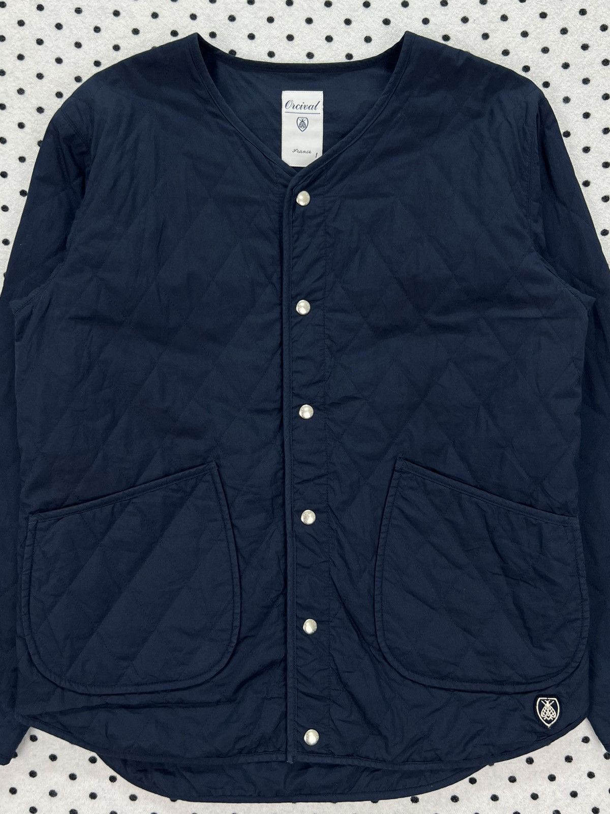 Orcival Orcival Navy Quilted Collarless Jacket Size XS / US 0-2 / IT 36-38 - 3 Thumbnail