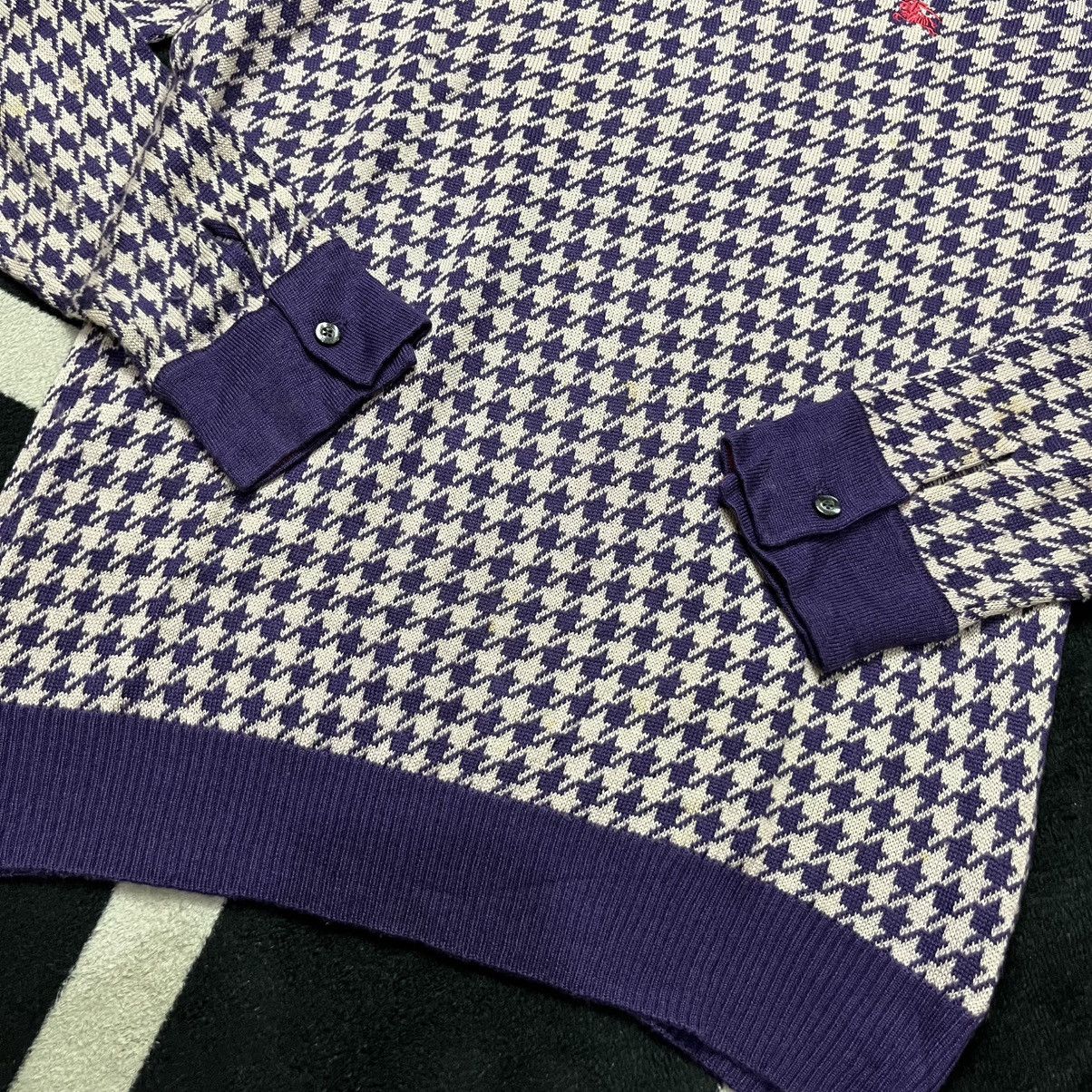 Burberry 🔥 Burberry Black Label Houndstooth V neck Knit Sweater Size US M / EU 48-50 / 2 - 7 Thumbnail